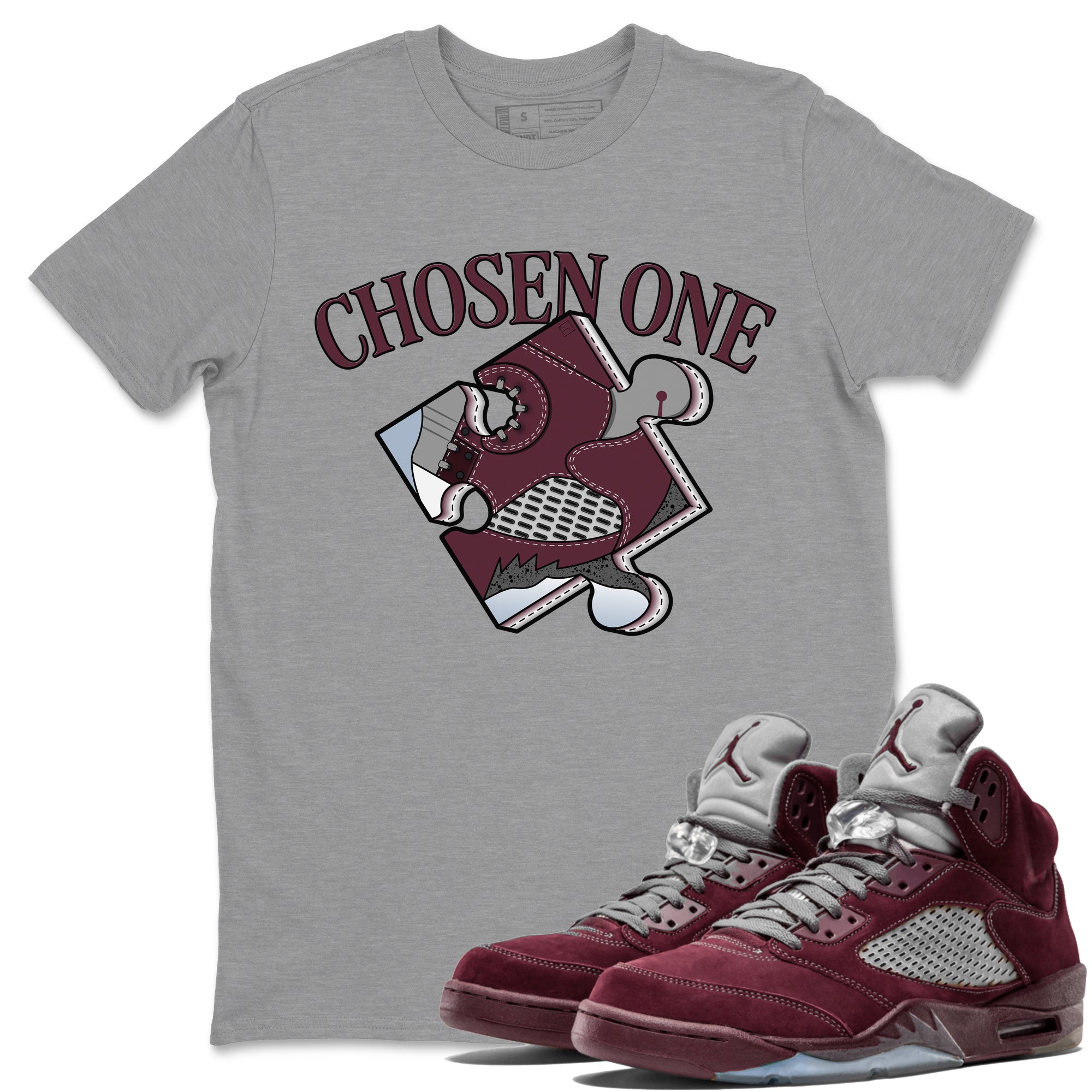 snkmatch Puzzle snkmatch Tee - Air Jordan 5 Burgundy