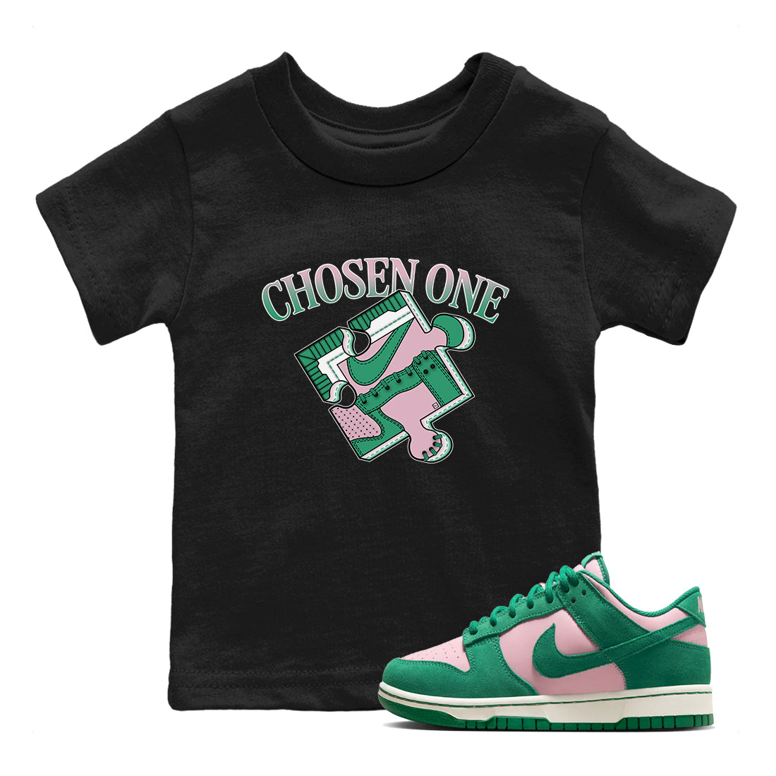 snkmatch Puzzle snkmatch Tees Kids - Dunk Medium Soft Pink Malachite