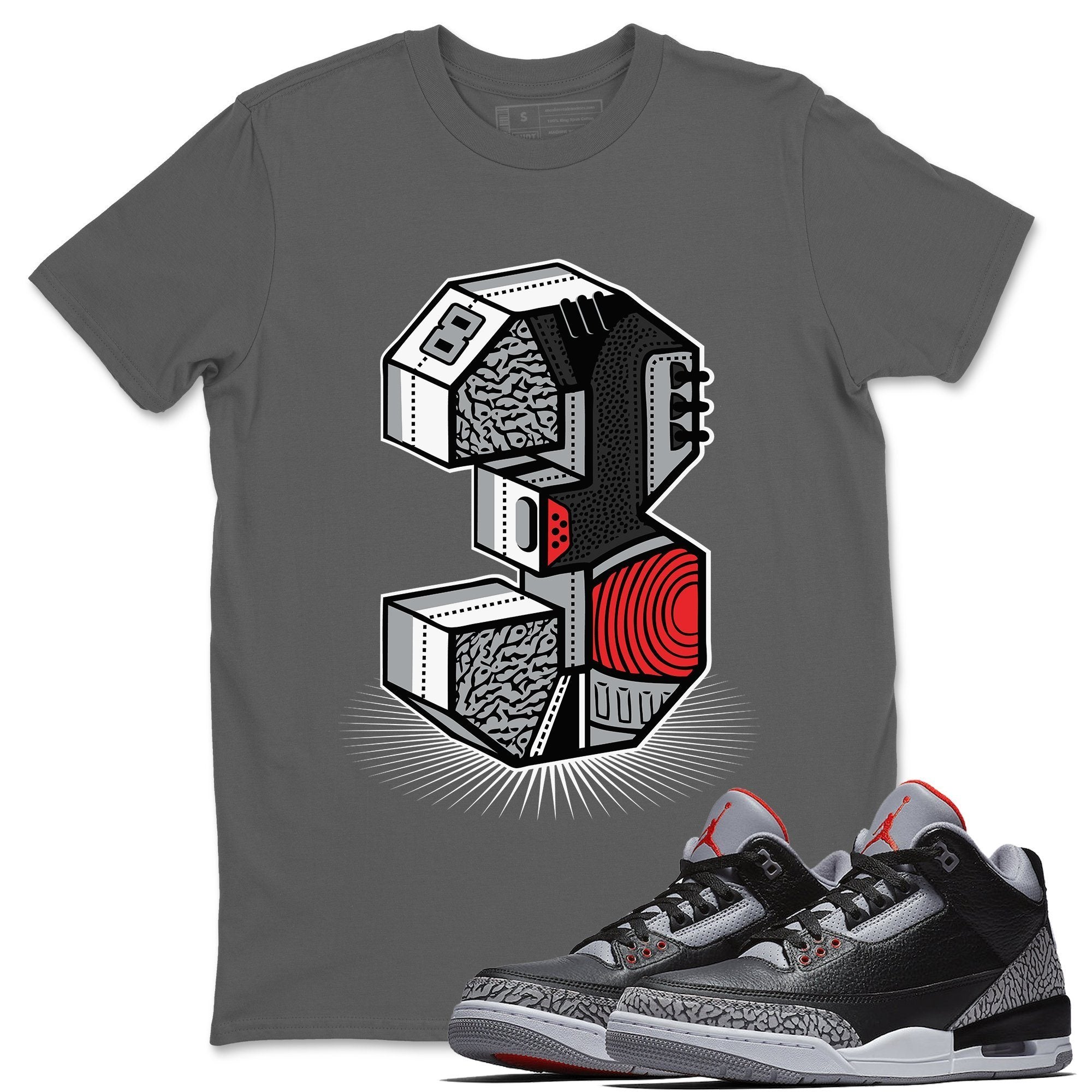 Three Statue Unisex Tops - Air Jordan 3 Black Cement