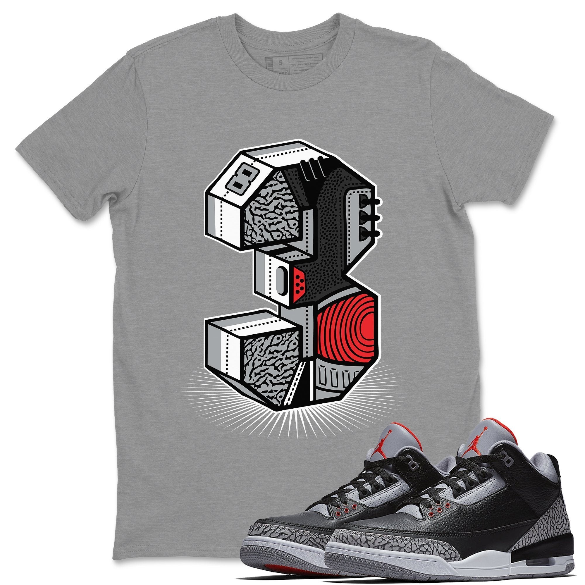 Three Statue Unisex Tops - Air Jordan 3 Black Cement
