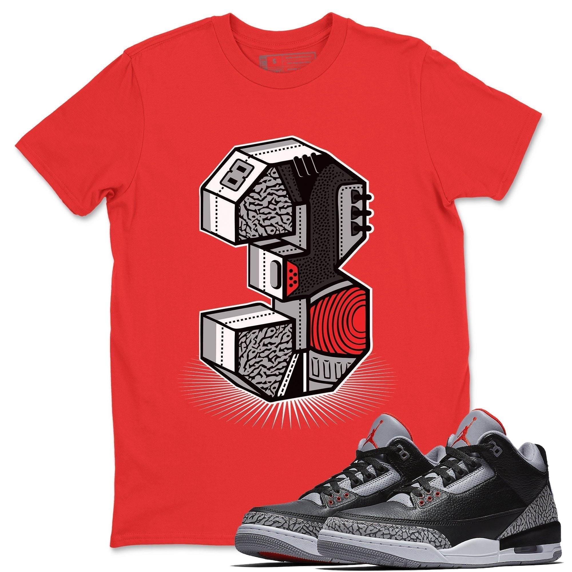 Three Statue Unisex Tops - Air Jordan 3 Black Cement