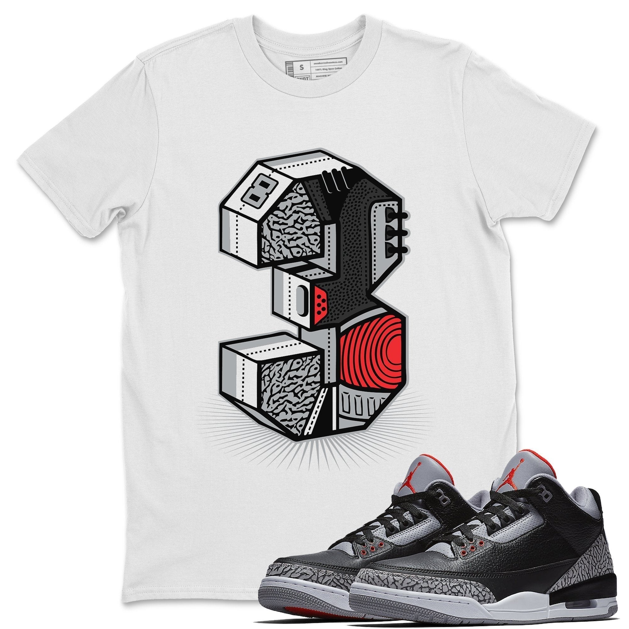 Three Statue Unisex Tops - Air Jordan 3 Black Cement