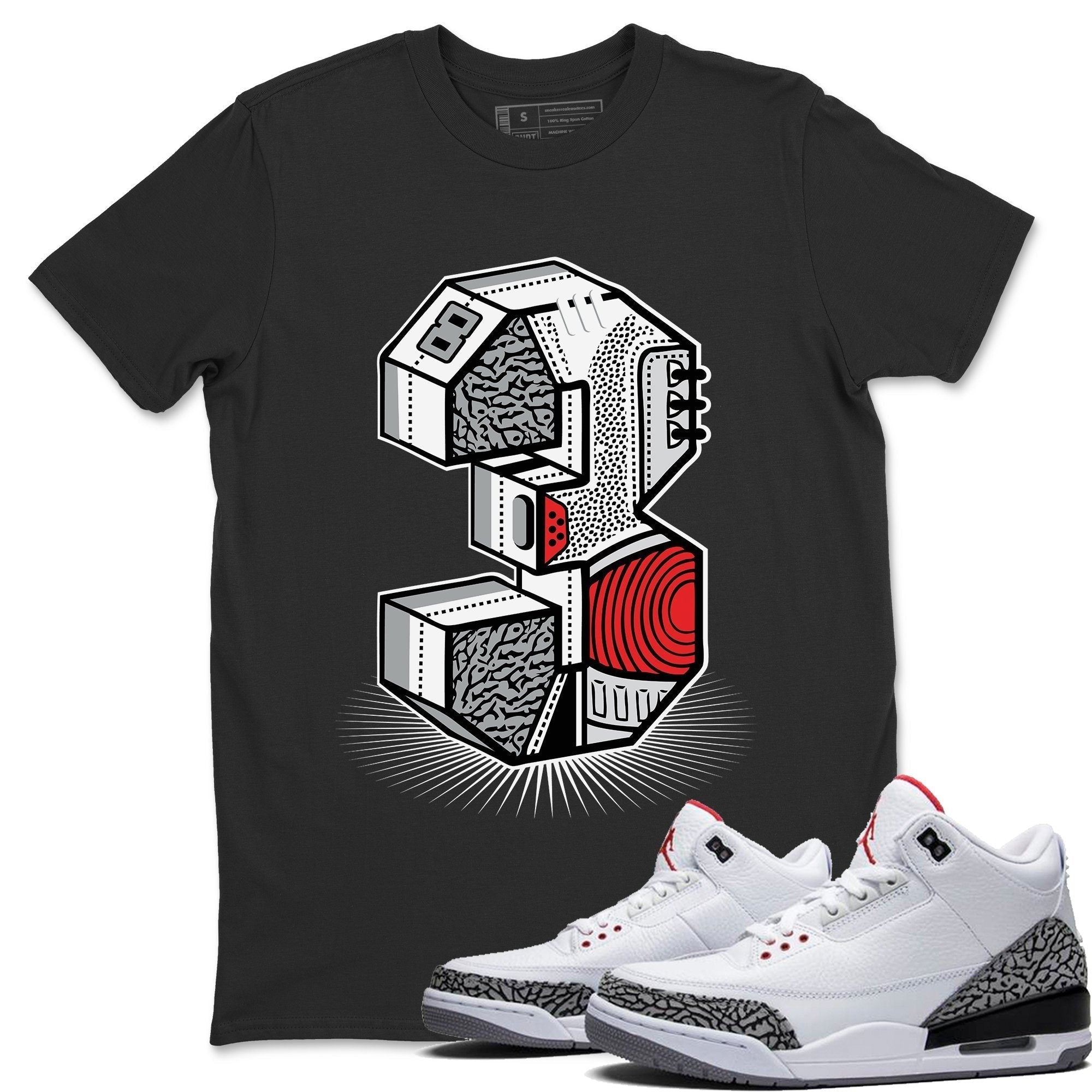 Three Statue Unisex Tops - Air Jordan 3 White Cement