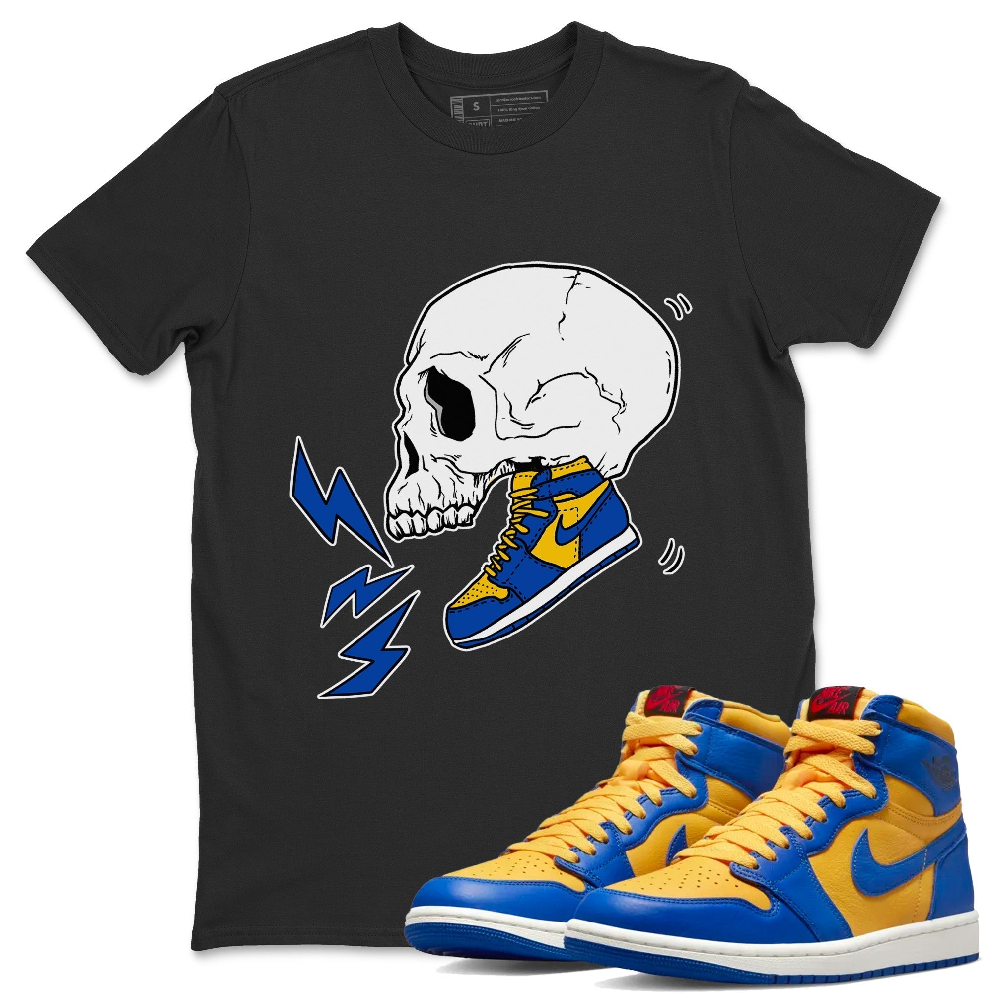 snkmatch Skull Unisex Tops - Air Jordan 1 Game Royal Varsity Maize