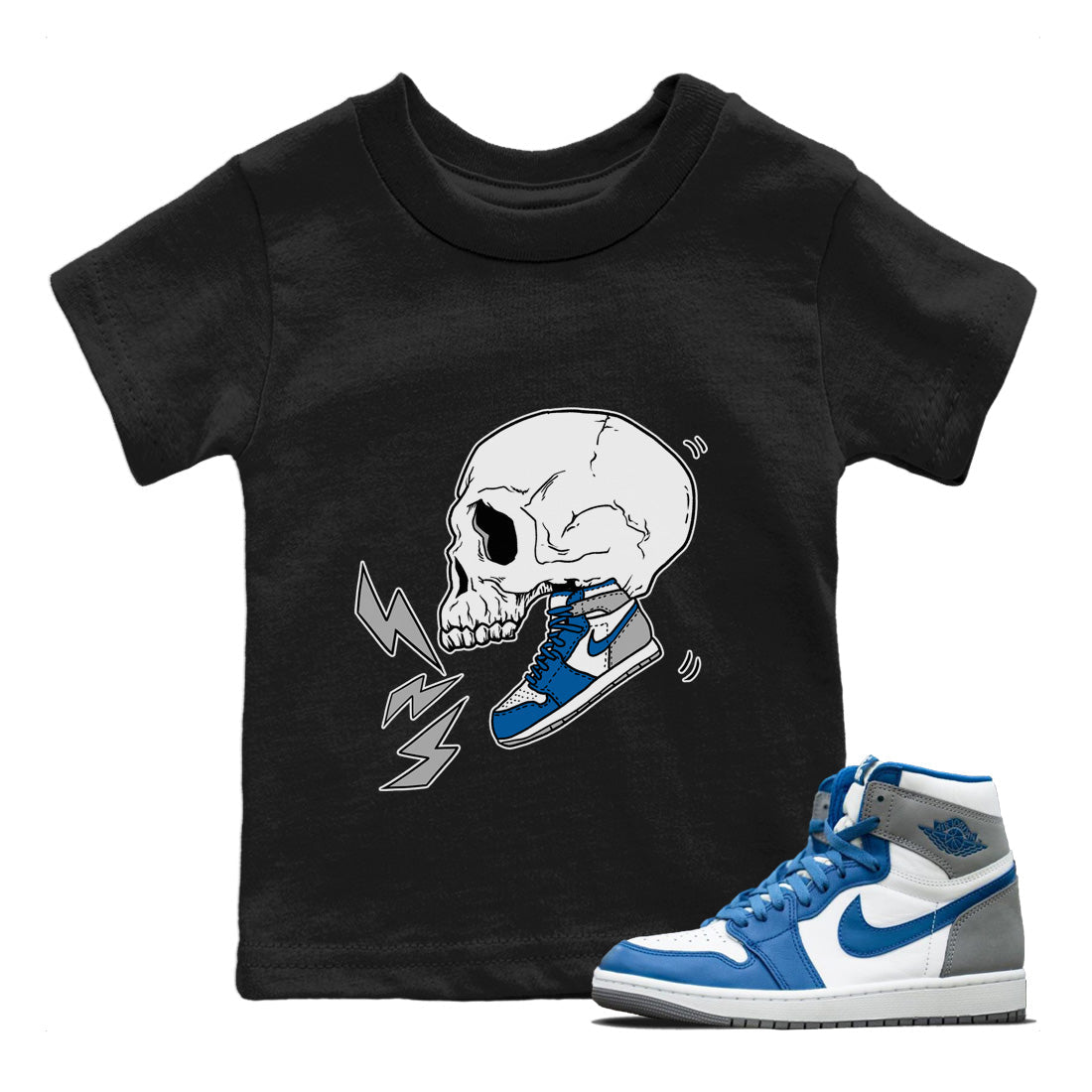 snkmatch Skull Kids Tops - Air Jordan 1 True Blue