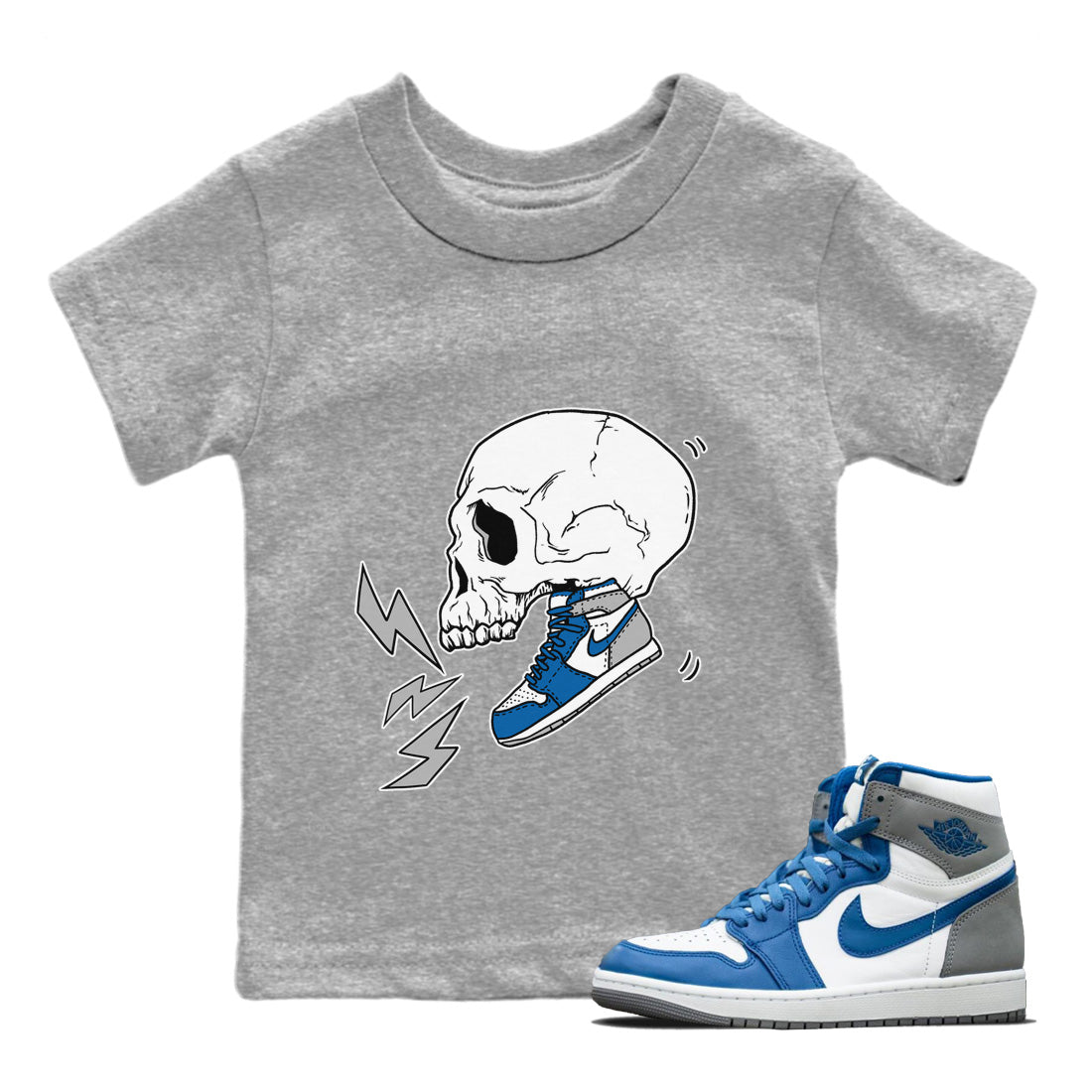 snkmatch Skull Kids Tops - Air Jordan 1 True Blue