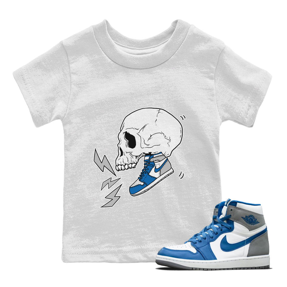 snkmatch Skull Kids Tops - Air Jordan 1 True Blue