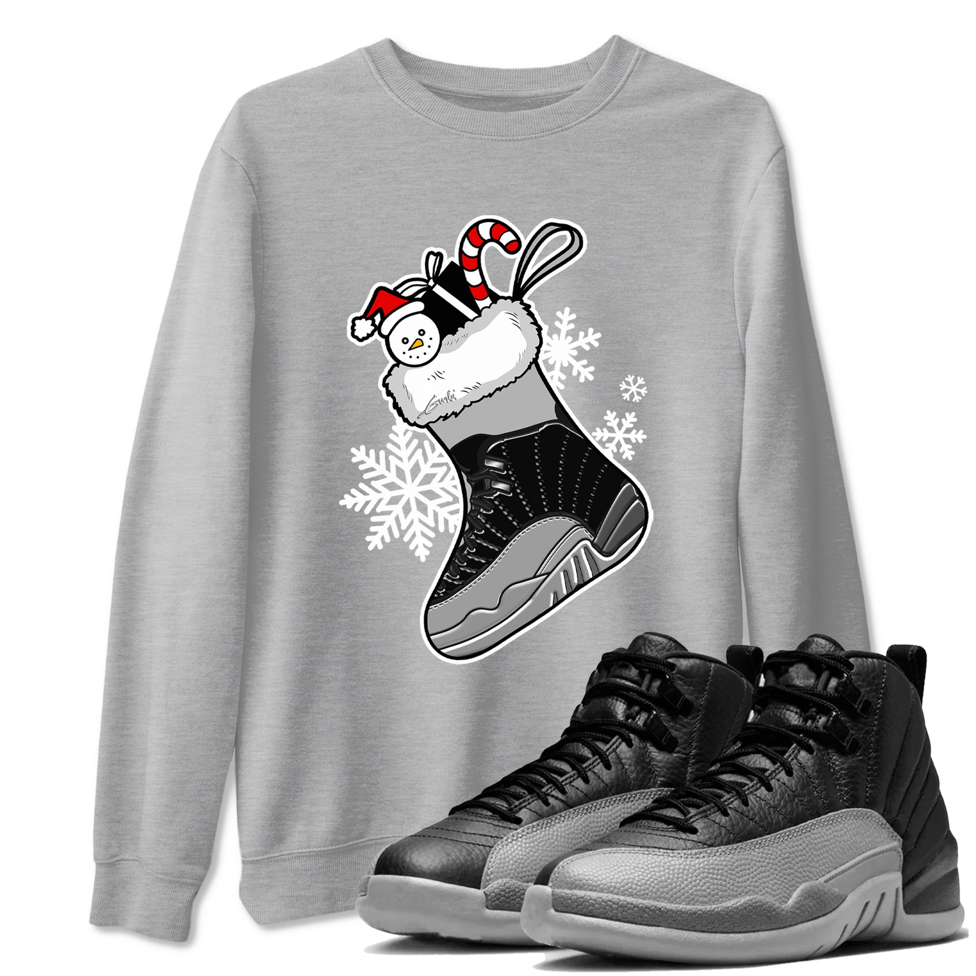 snkmatch Stocking snkmatch Tees - Air Jordan 12 Black Wolf Grey