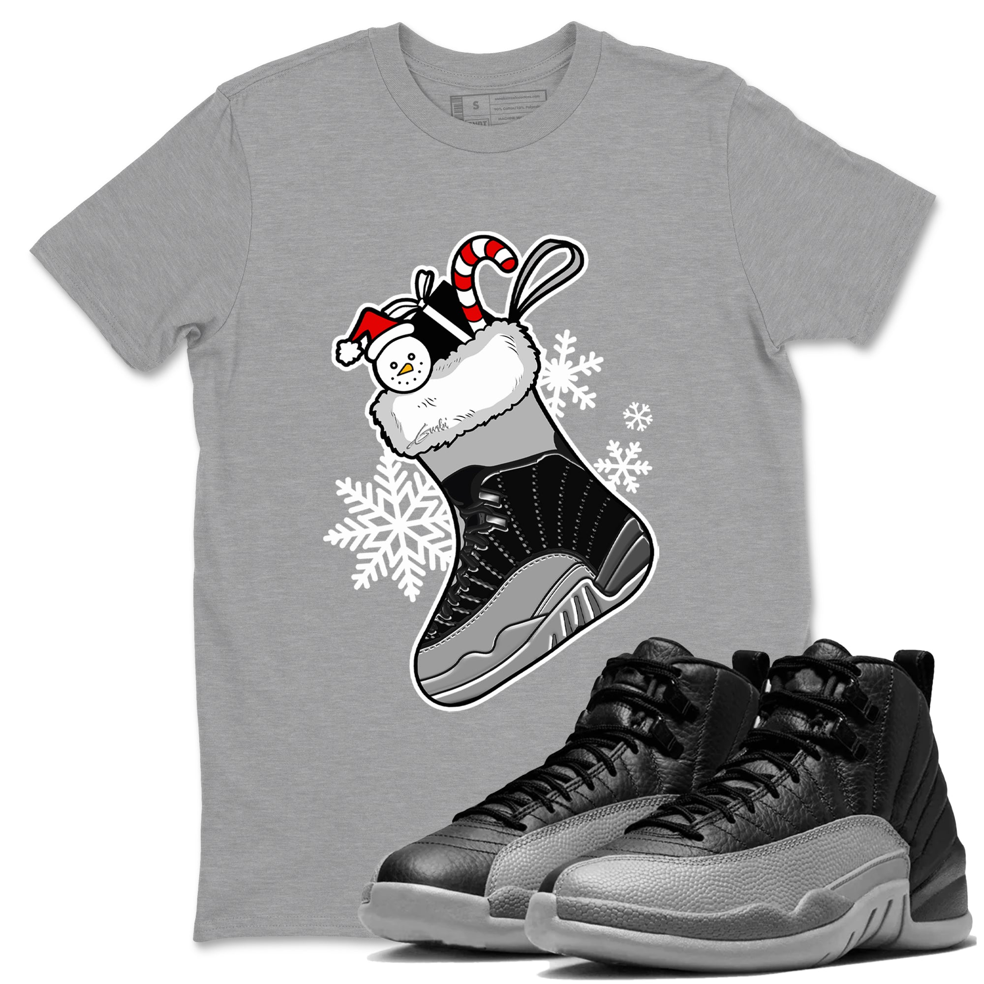 snkmatch Stocking snkmatch Tees - Air Jordan 12 Black Wolf Grey