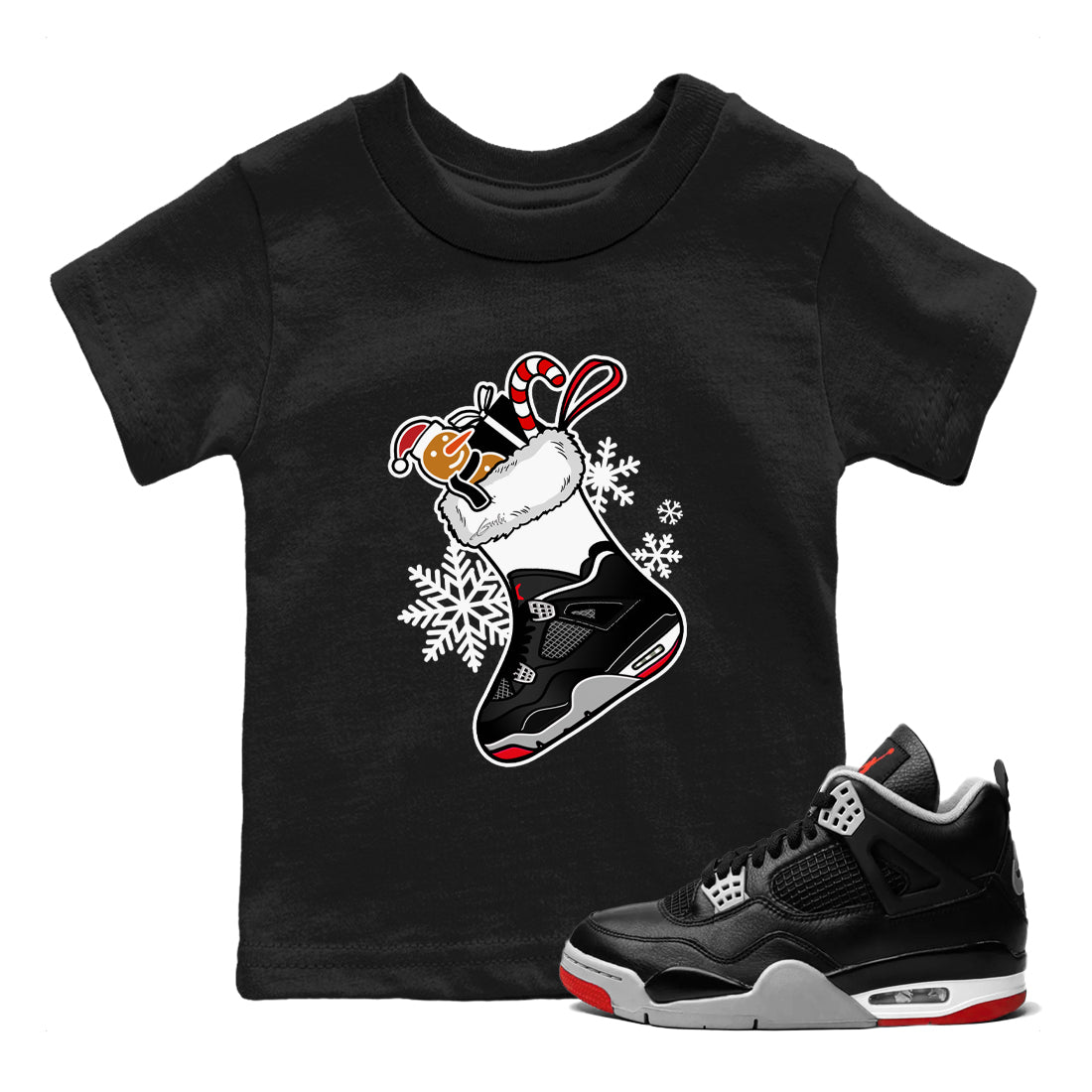 snkmatch Stocking snkmatch Tees Kids - Air Jordan 4 Bred Reimagined