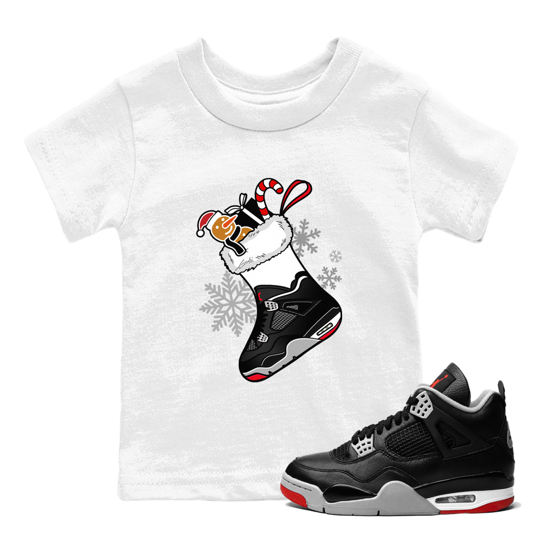 snkmatch Stocking snkmatch Tees Kids - Air Jordan 4 Bred Reimagined