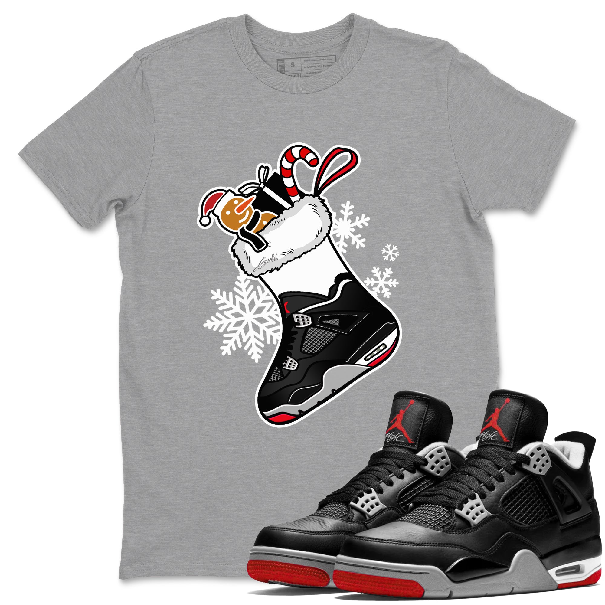 snkmatch Stocking snkmatch Tees - Air Jordan 4 Bred Reimagined