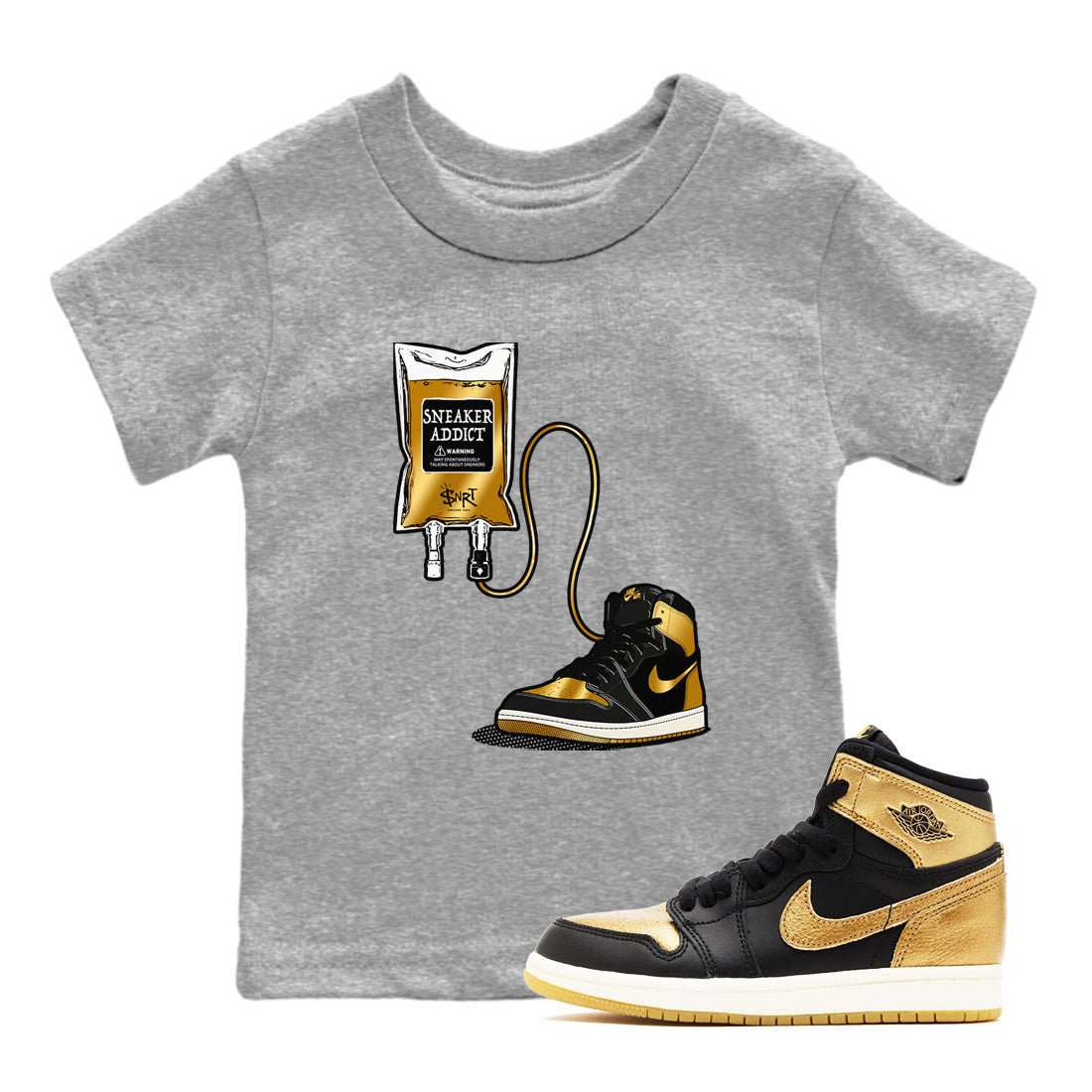 snkmatch Therapy snkmatch Tees Kids - Air Jordan 1 Black Metallic Gold