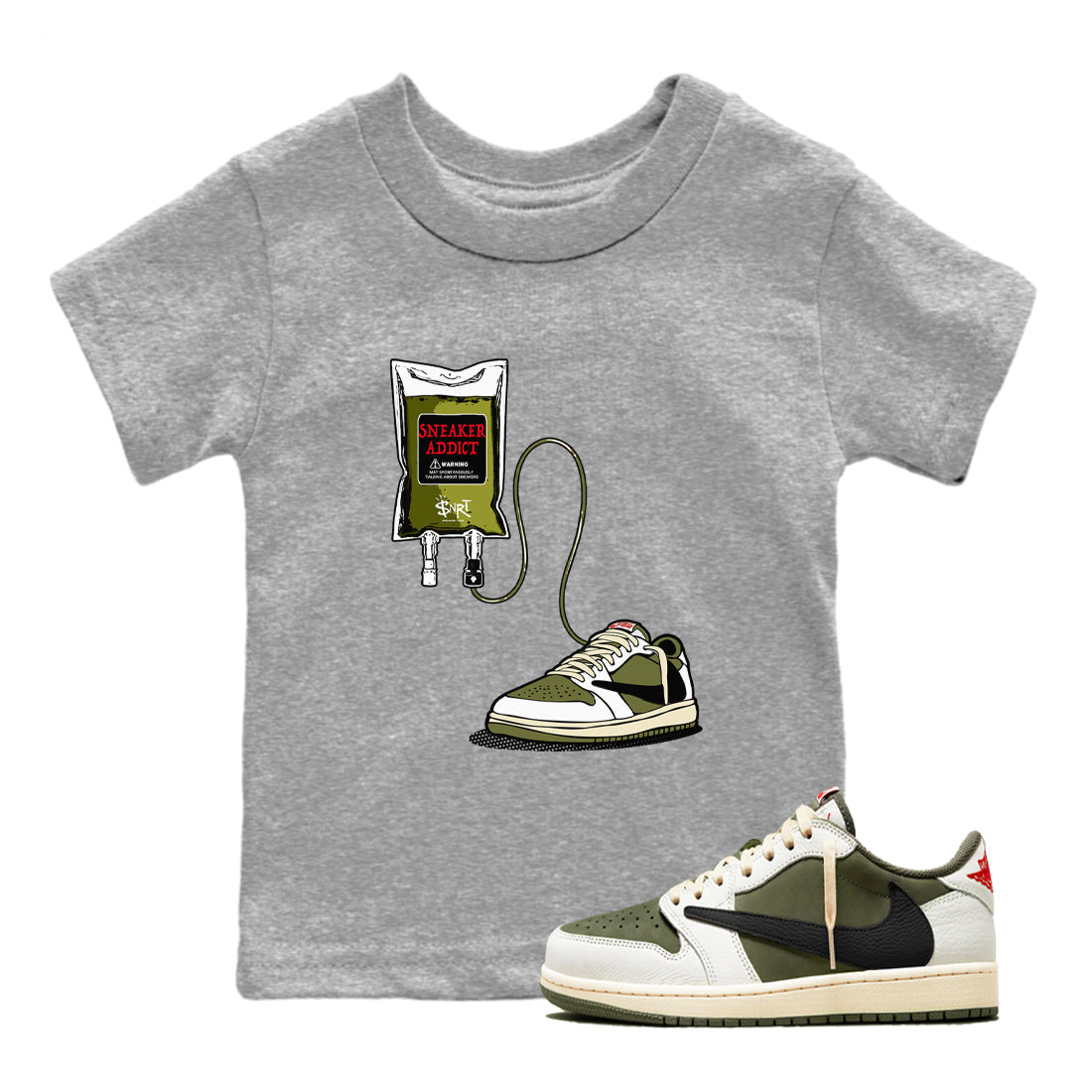 snkmatch Therapy snkmatch Tees Kids - Air Jordan 1 Travis Scott Medium Olive
