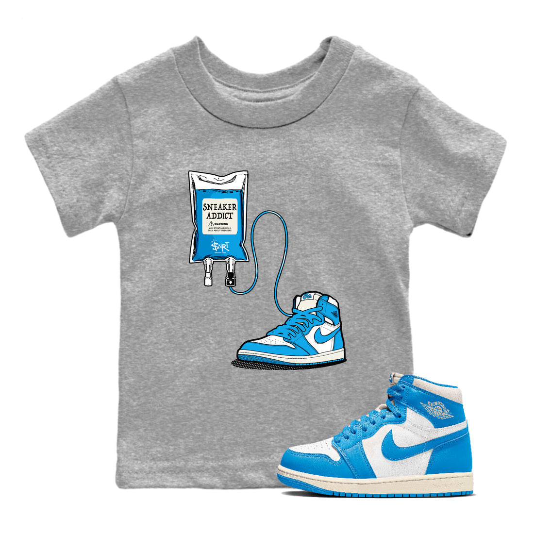 snkmatch Therapy snkmatch Tees Kids - Air Jordan 1 UNC Reimagined
