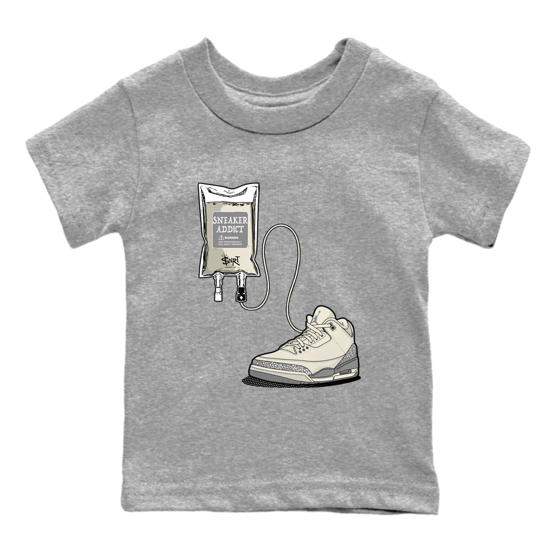 snkmatch Therapy snkmatch Tees Kids - Air Jordan 3 Sail and Cement Grey