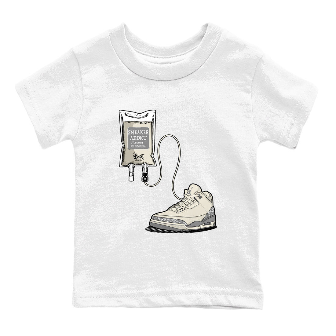 snkmatch Therapy snkmatch Tees Kids - Air Jordan 3 Sail and Cement Grey