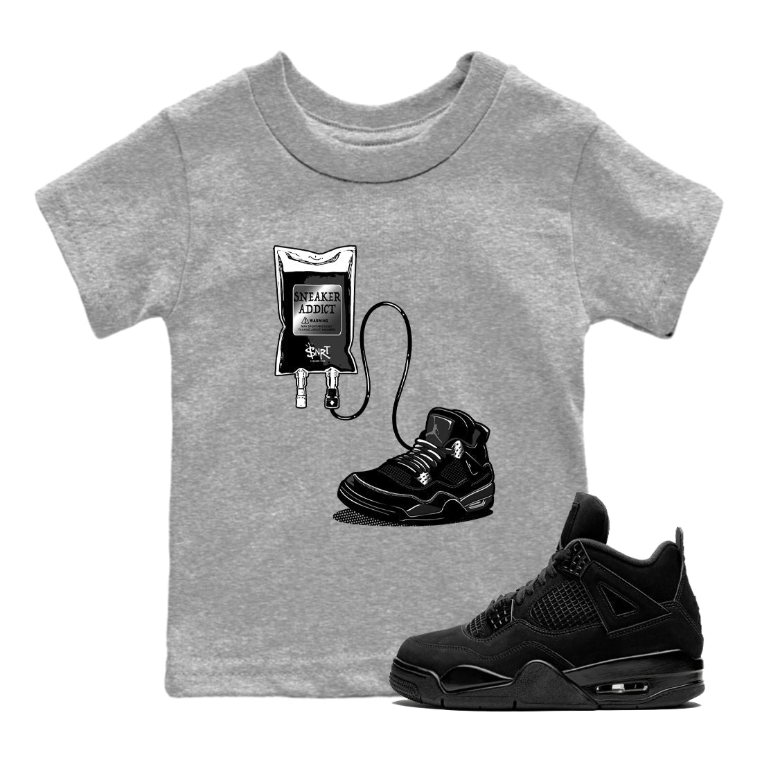 snkmatch Therapy snkmatch Tees Kids - Air Jordan 4 Black Cat