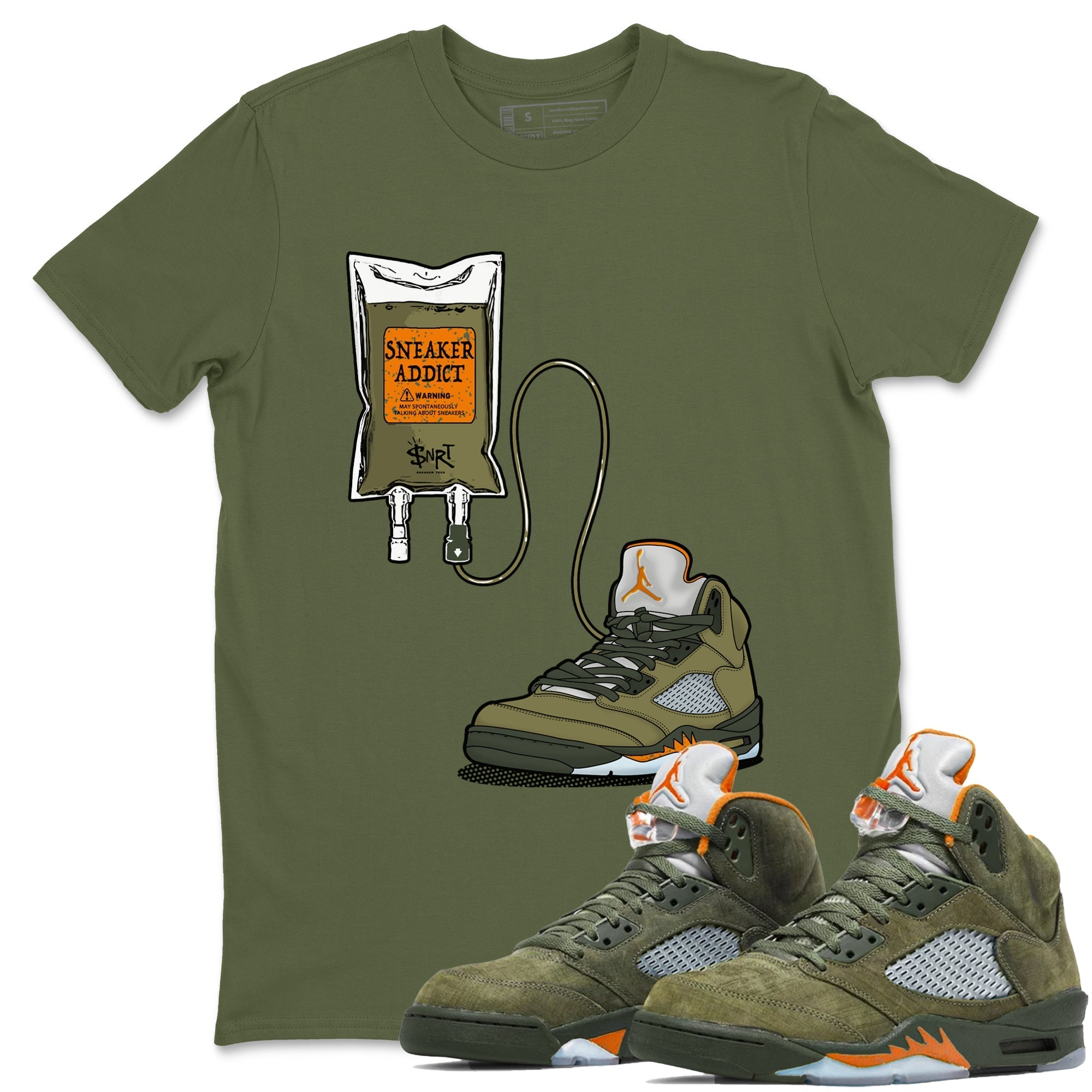snkmatch Therapy snkmatch Tees - Air Jordan 5 Olive