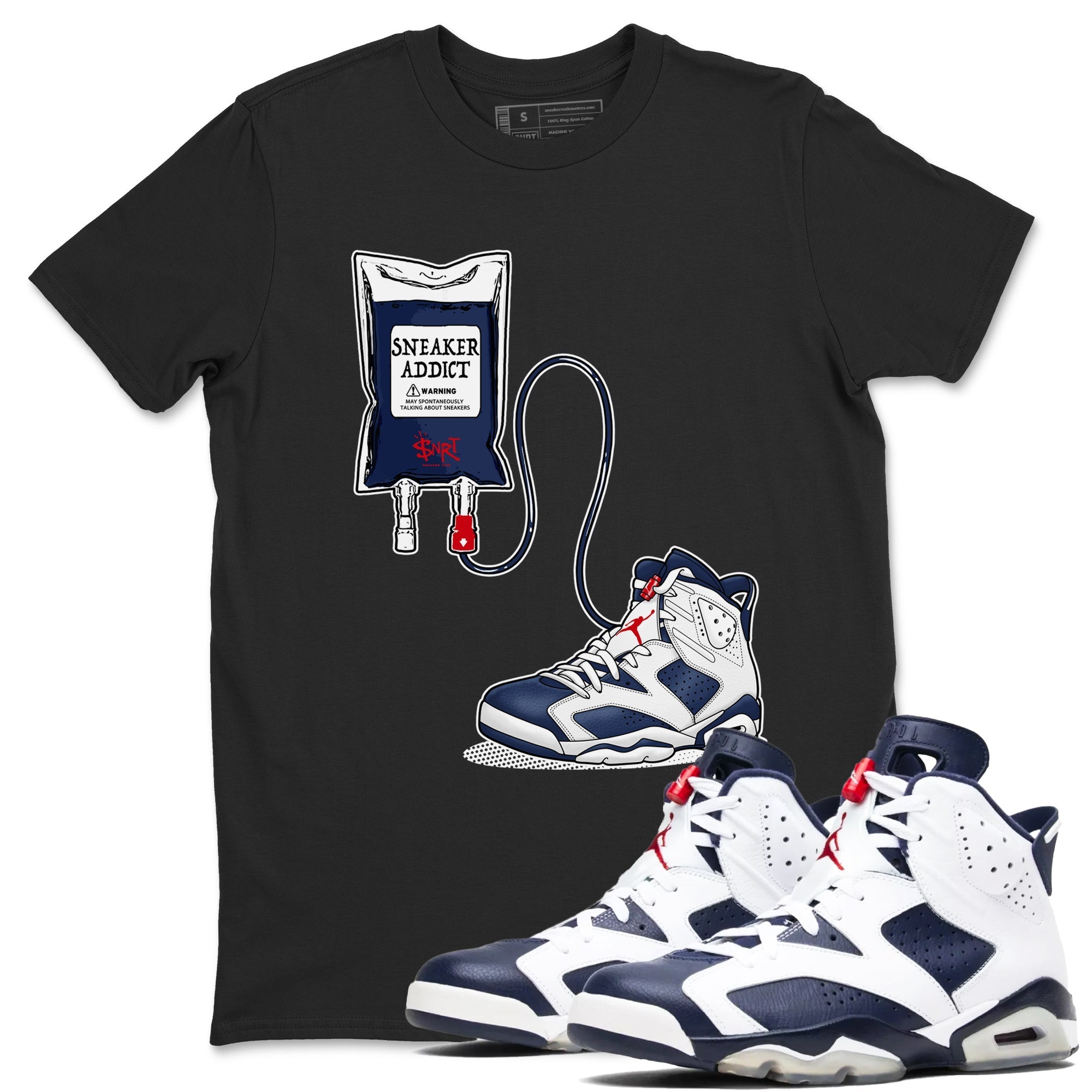 snkmatch Therapy snkmatch Tees - Air Jordan 6 White And Midnight Navy
