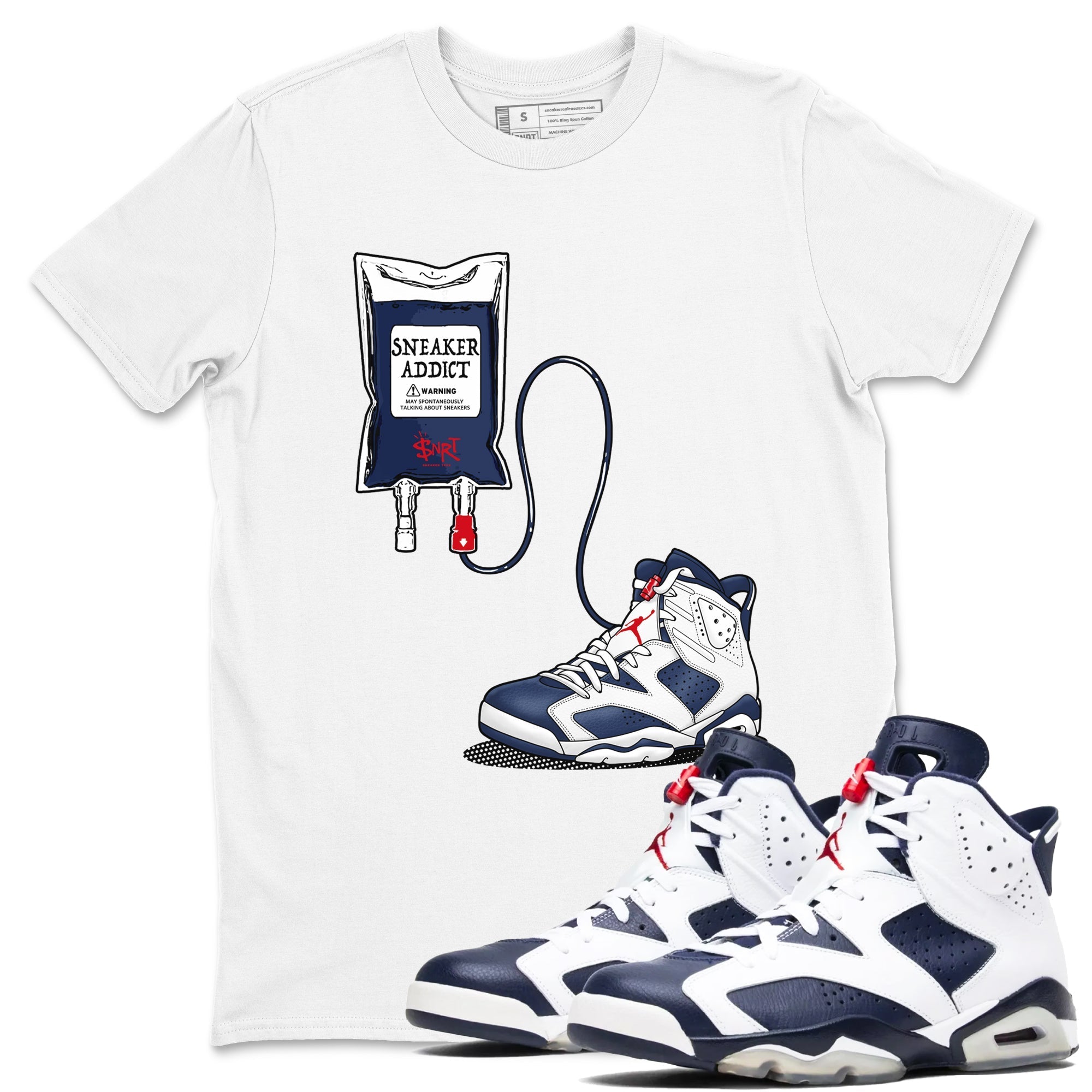 snkmatch Therapy snkmatch Tees - Air Jordan 6 White And Midnight Navy