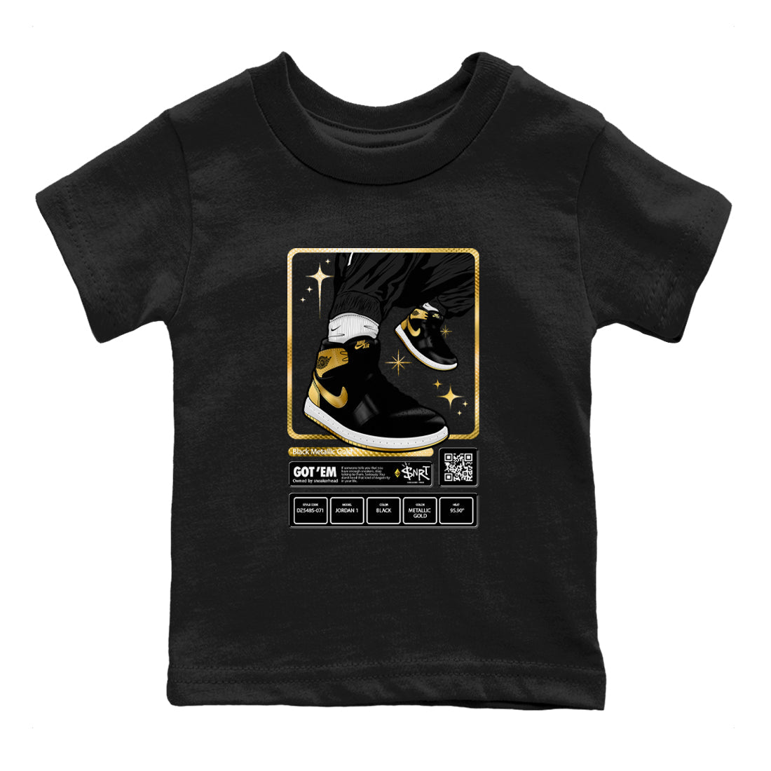 snkmatch Trading Card snkmatch Tees Kids - Air Jordan 1 Black Metallic Gold