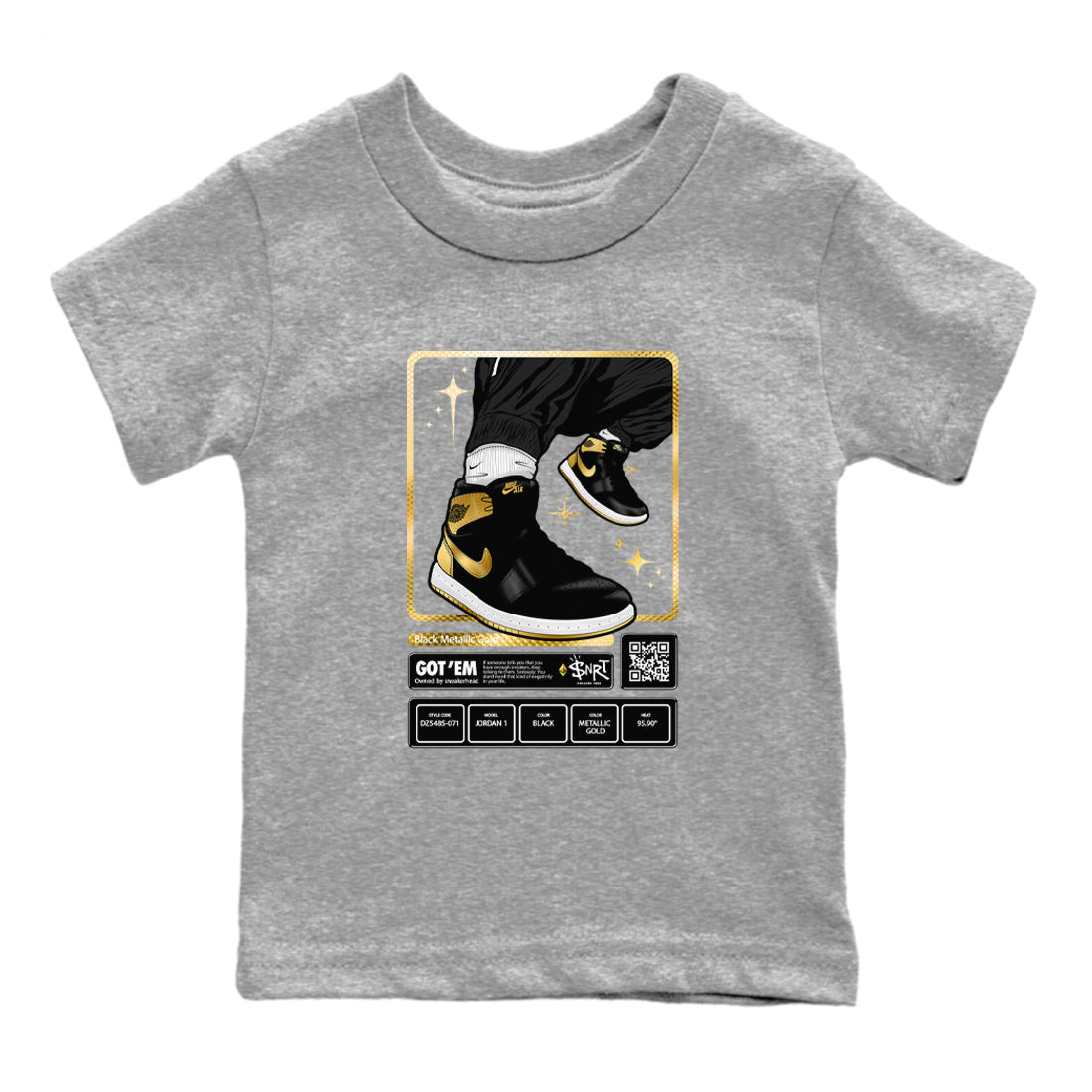 snkmatch Trading Card snkmatch Tees Kids - Air Jordan 1 Black Metallic Gold