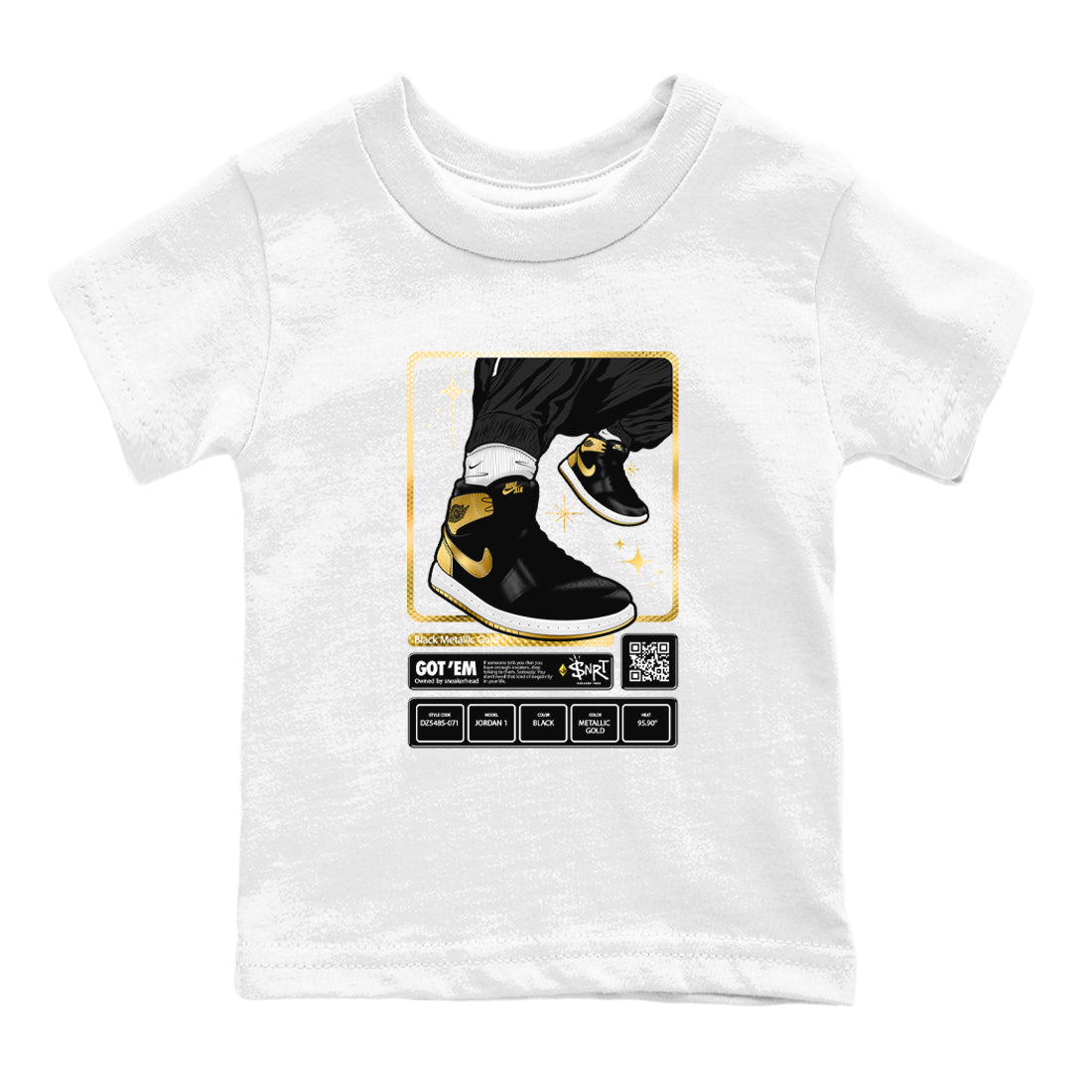 snkmatch Trading Card snkmatch Tees Kids - Air Jordan 1 Black Metallic Gold