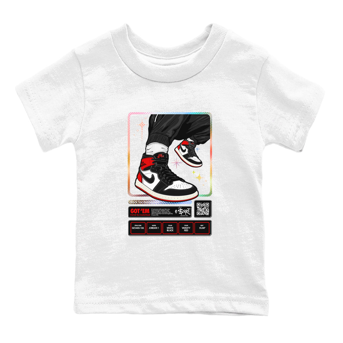 snkmatch Trading Card snkmatch Tees Kids - Air Jordan 1 Black Toe Reimagined