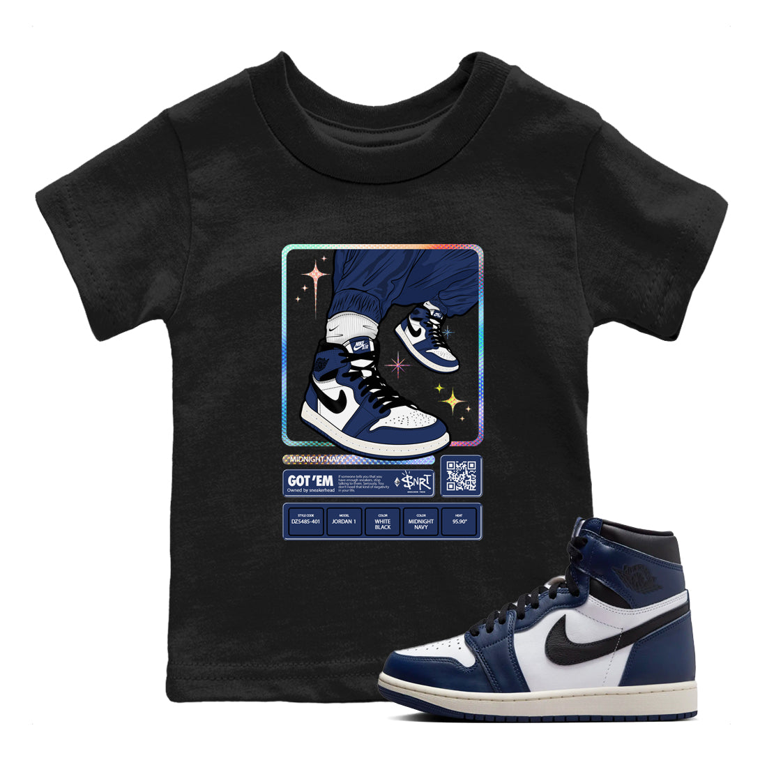 snkmatch Trading Card snkmatch Tees Kids - Air Jordan 1 Midnight Navy