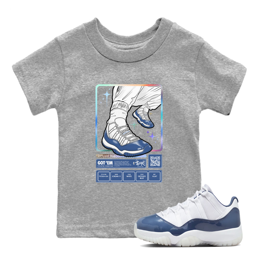 snkmatch Trading Card snkmatch Tees Kids - Air Jordan 11 Diffused Blue