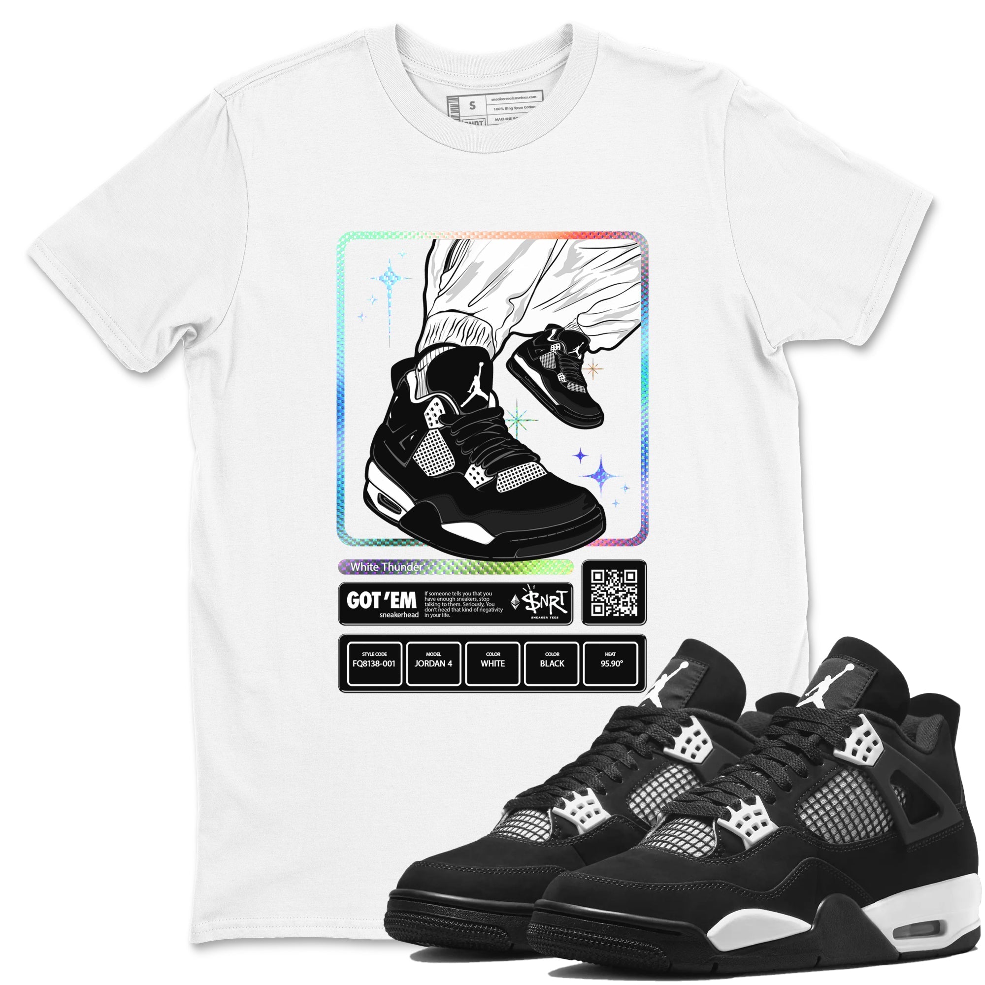 snkmatch Trading Card snkmatch Tees - Air Jordan 4 White Thunder