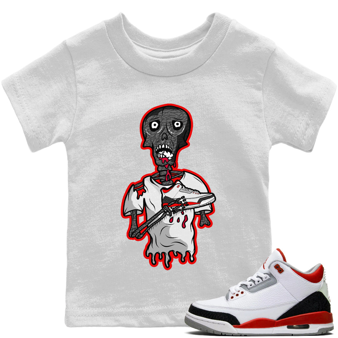 snkmatch Zombie Kids Tops - Air Jordan 3 Fire Red