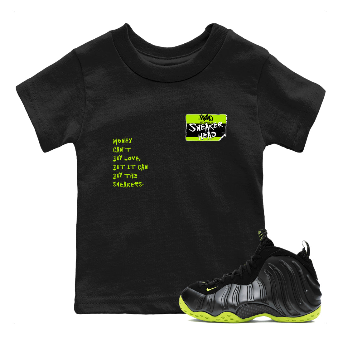 snkmatch Badge snkmatch Tees Kids - Air Foamposite One Black Volt