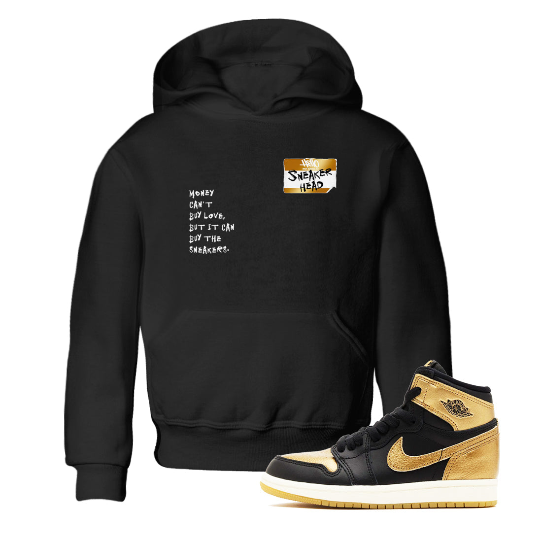 snkmatch Badge snkmatch Tees Kids - Air Jordan 1 Black Metallic Gold