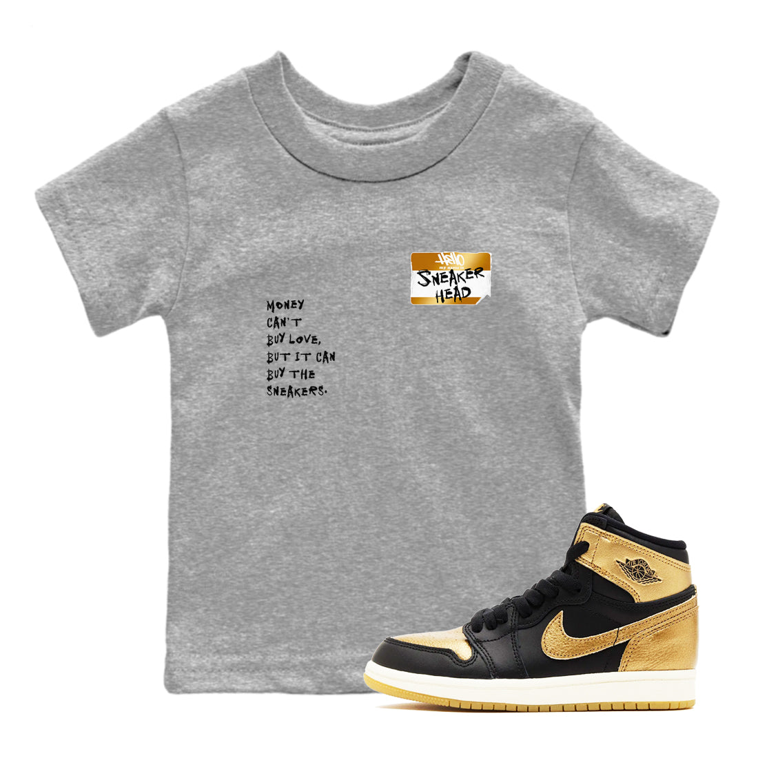 snkmatch Badge snkmatch Tees Kids - Air Jordan 1 Black Metallic Gold