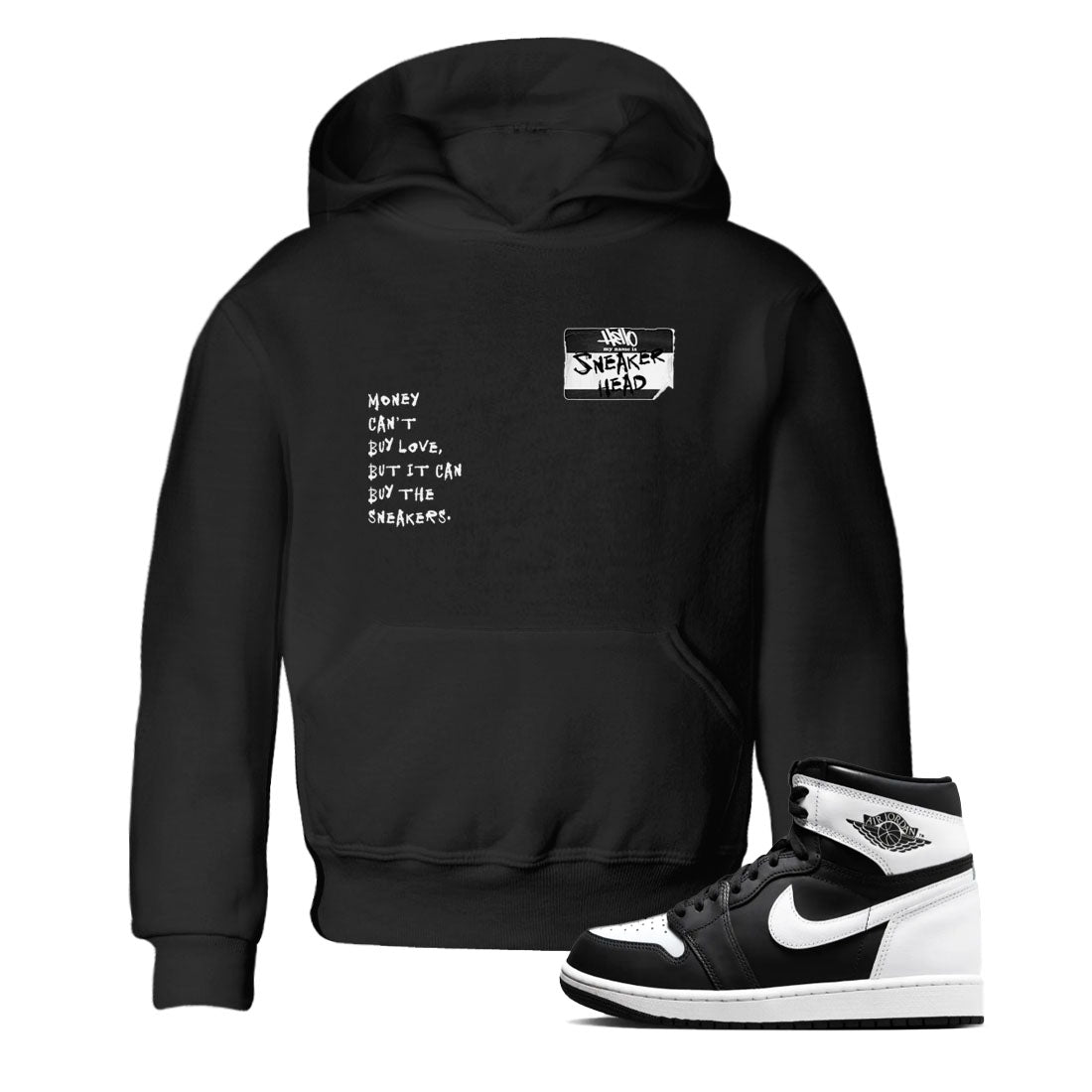snkmatch Badge snkmatch Tees Kids - Air Jordan 1 Black White
