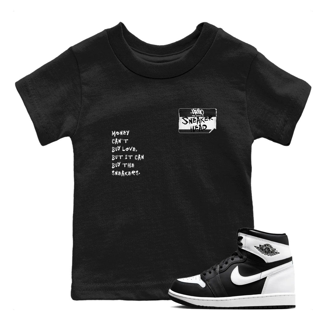 snkmatch Badge snkmatch Tees Kids - Air Jordan 1 Black White