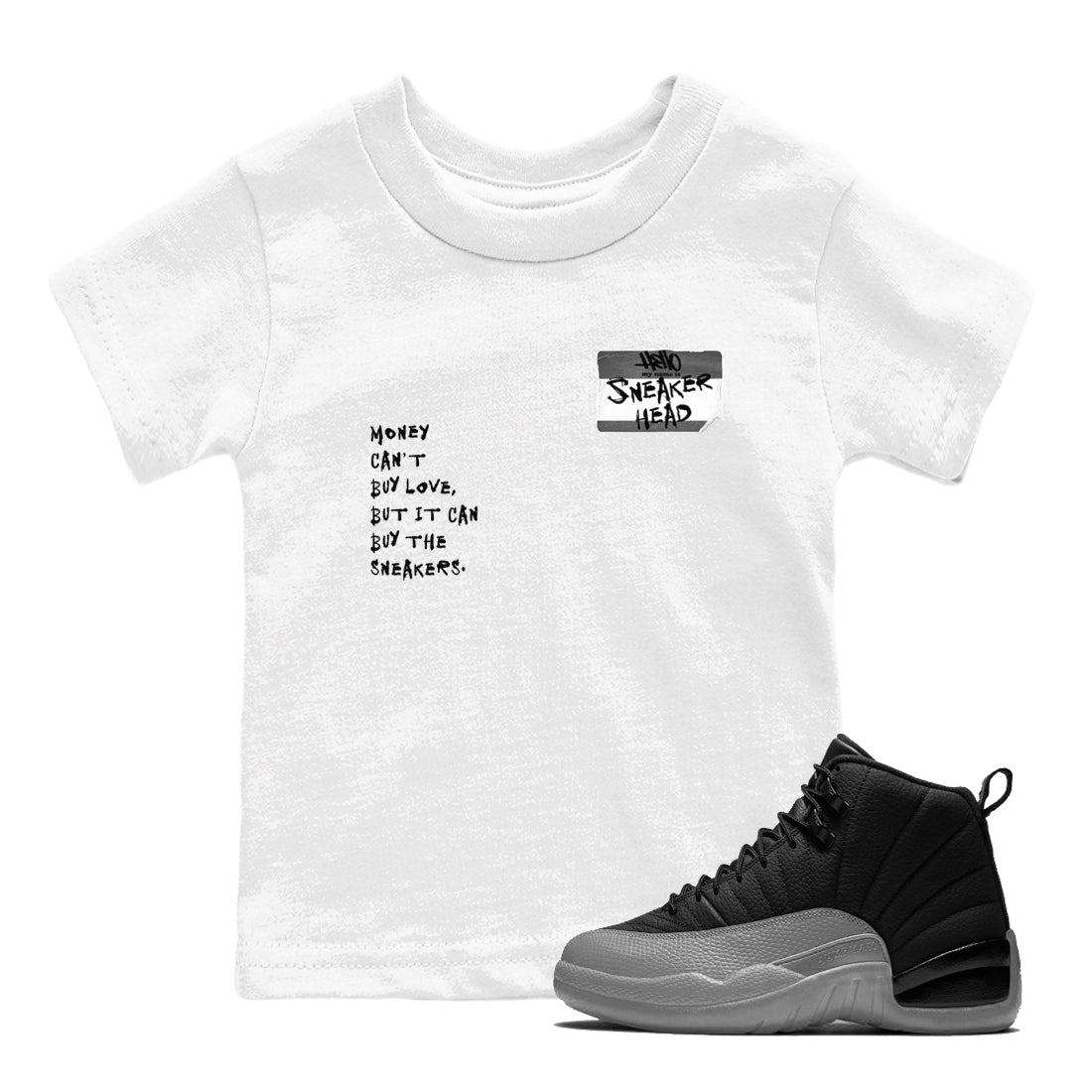 snkmatch Badge snkmatch Tees Kids - Air Jordan 12 Black Wolf Grey