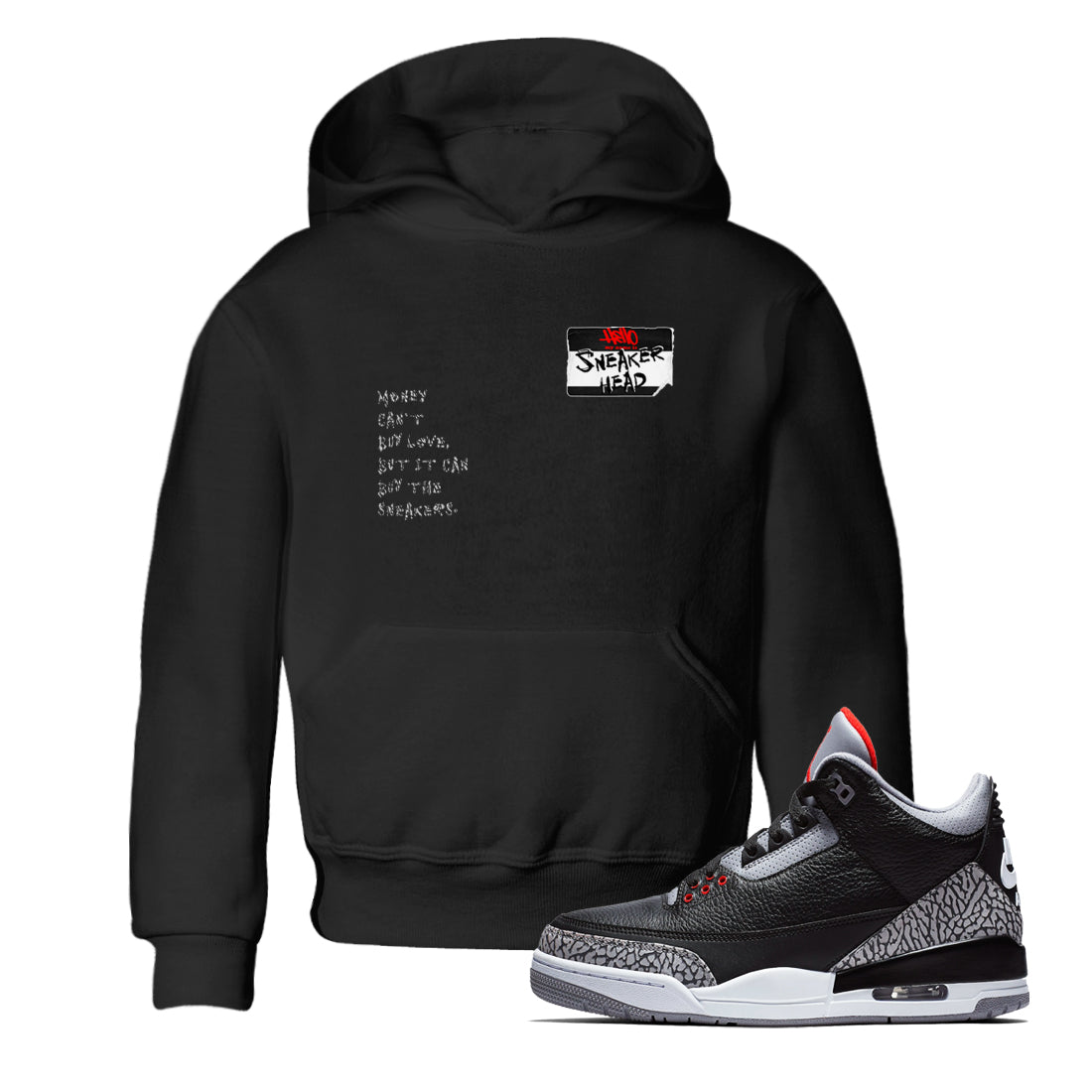 snkmatch Badge snkmatch Tees Kids - Air Jordan 3 Black Cement