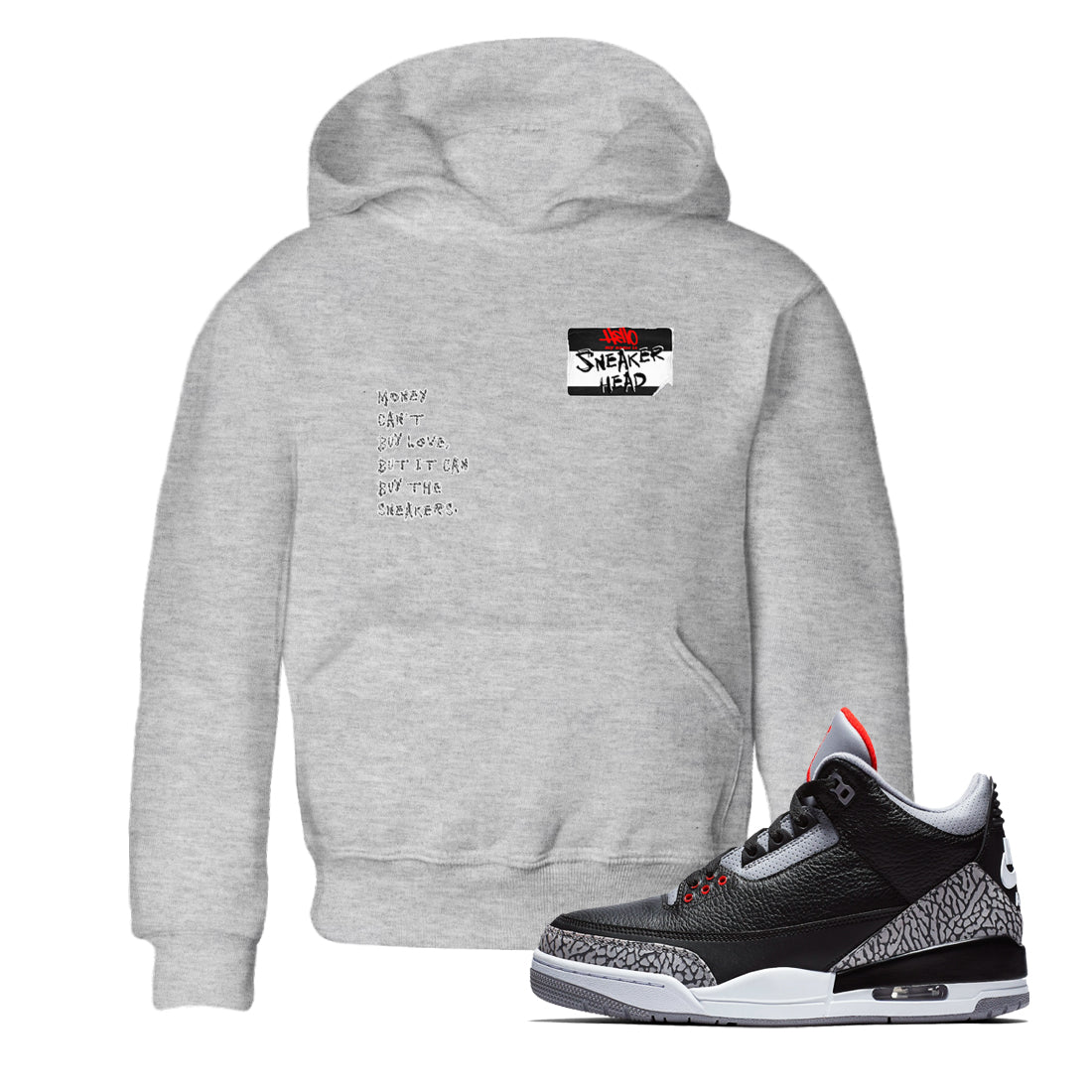 snkmatch Badge snkmatch Tees Kids - Air Jordan 3 Black Cement
