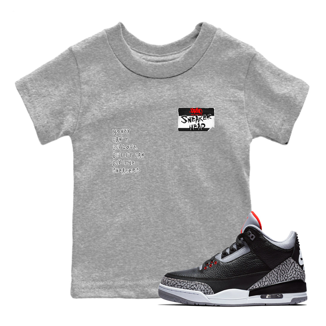 snkmatch Badge snkmatch Tees Kids - Air Jordan 3 Black Cement