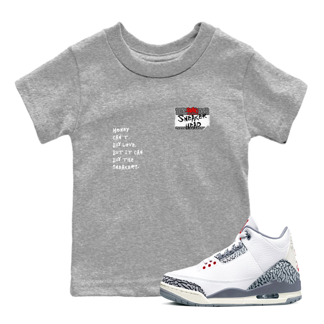 snkmatch Badge snkmatch Tees Kids - Air Jordan 3 Cement Grey