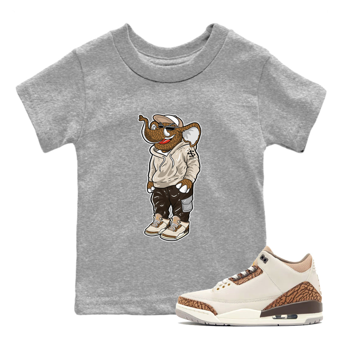 snkmatch Elephant Kids Tops - Air Jordan 3 Palomino
