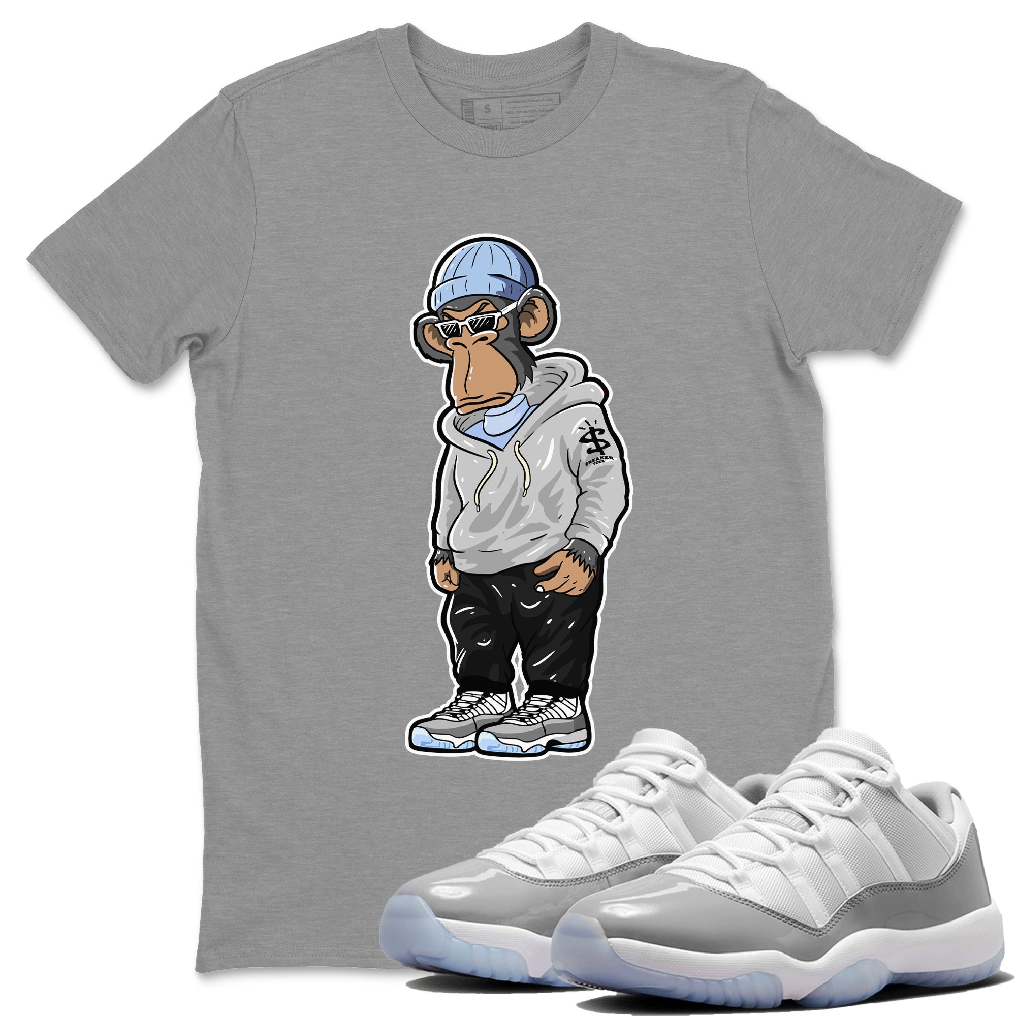 Sneakerhead Monkey Unisex Tops - Air Jordan 11 White Cement