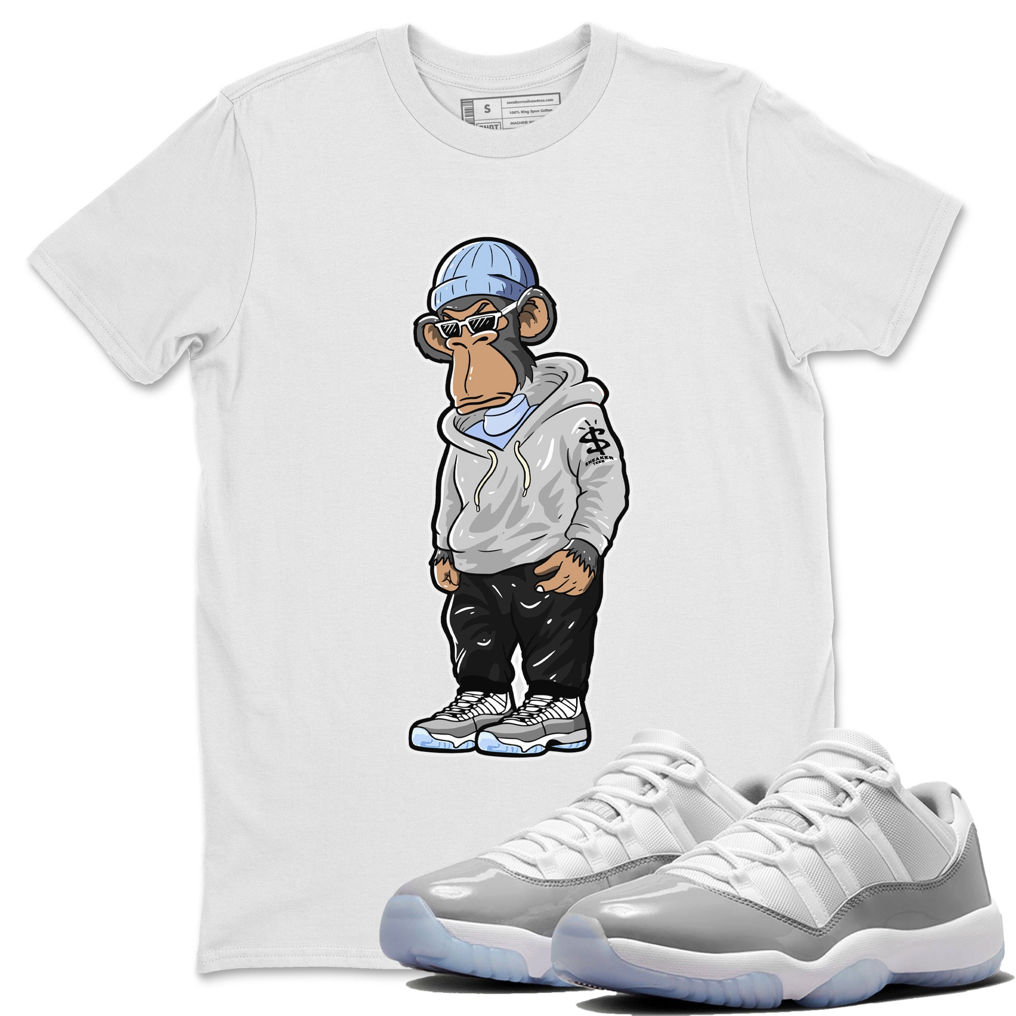 Sneakerhead Monkey Unisex Tops - Air Jordan 11 White Cement