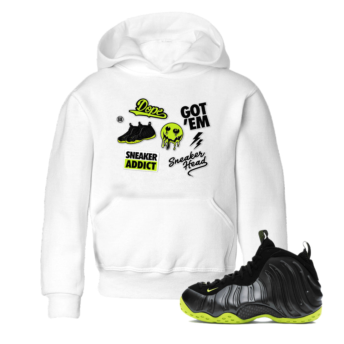 snkmatch Sticker snkmatch Tees Kids - Air Foamposite One Black Volt
