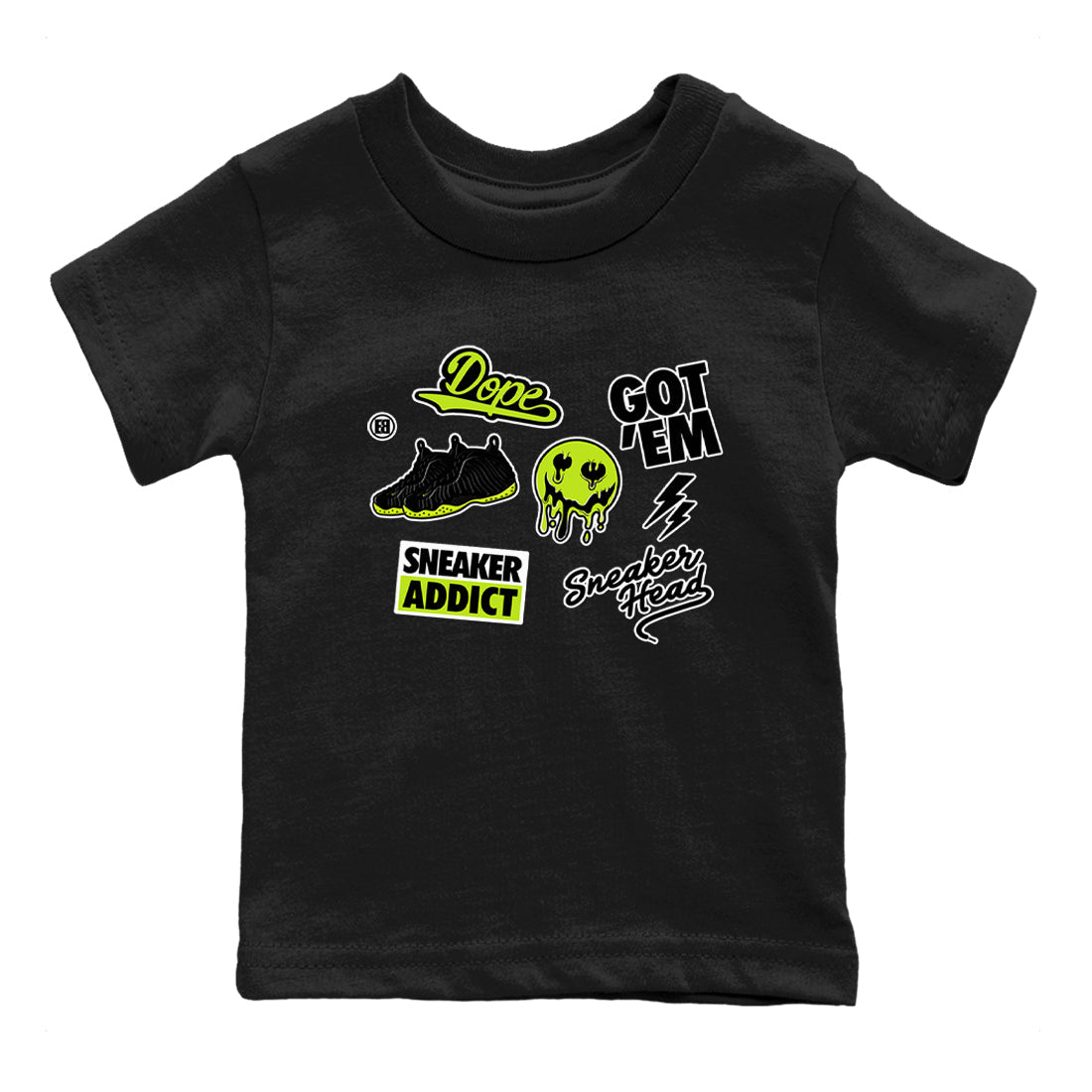 snkmatch Sticker snkmatch Tees Kids - Air Foamposite One Black Volt