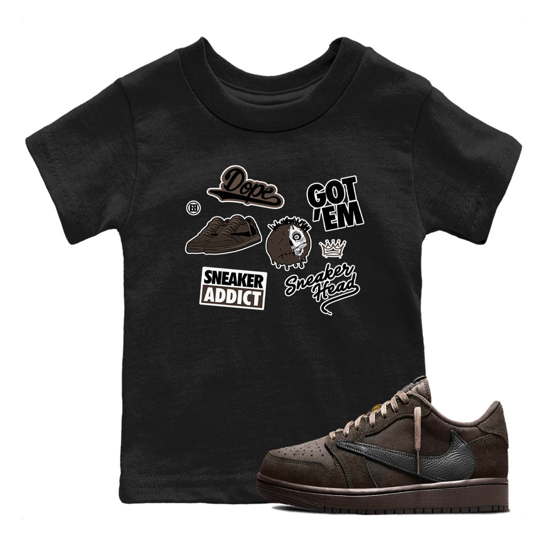 snkmatch Sticker snkmatch Tees Kids - Air Jordan 1 Travis Scott Velvet Brown