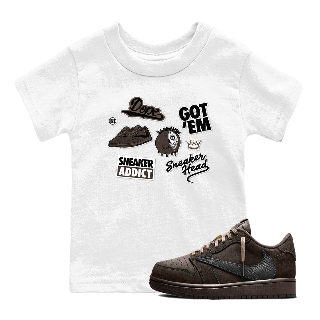 snkmatch Sticker snkmatch Tees Kids - Air Jordan 1 Travis Scott Velvet Brown